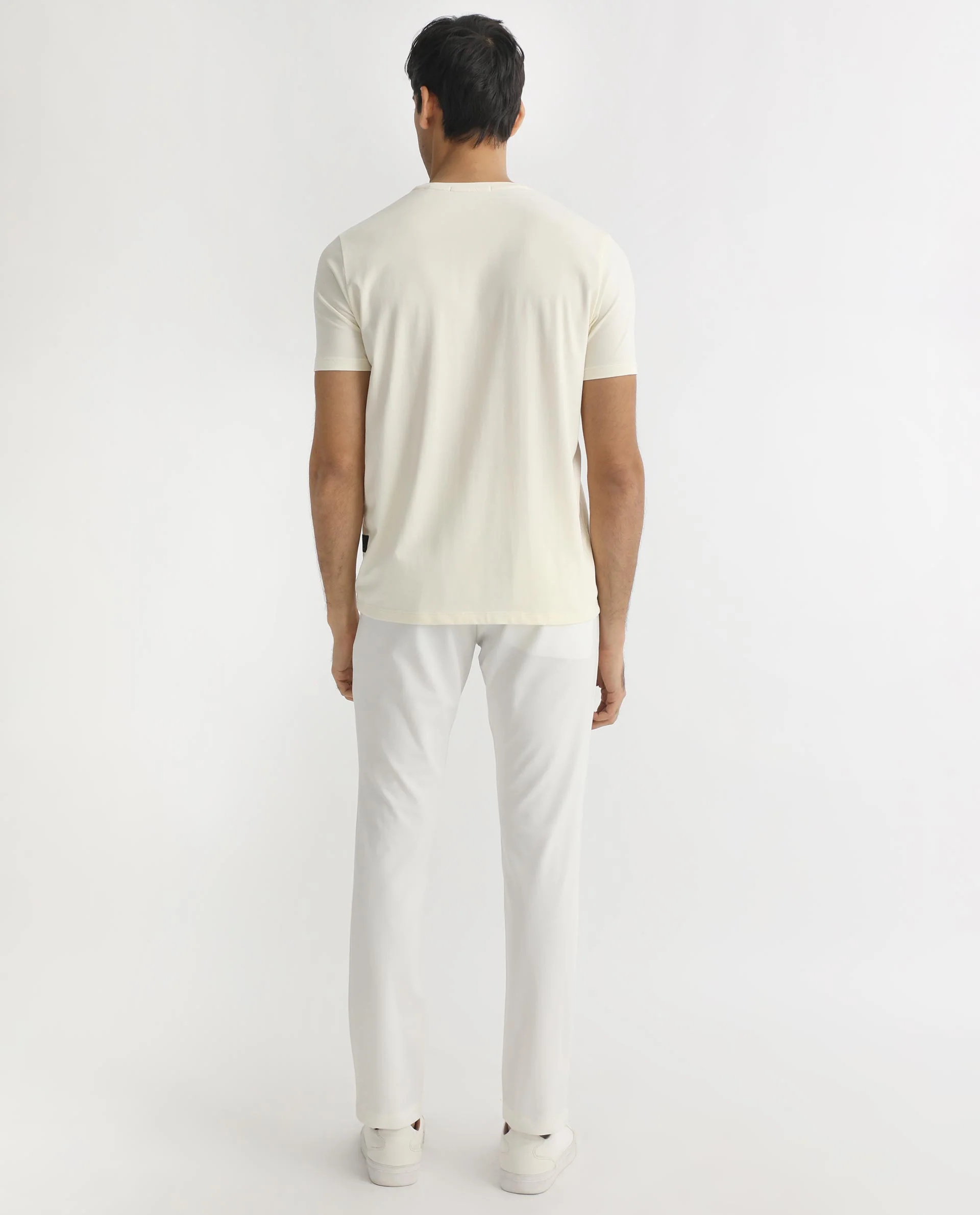 Rare Rabbit Men's Skyy Off White Cotton Graphic Print Slim Fit Half Sleeve Crew Neck T-Shirt - Image 8