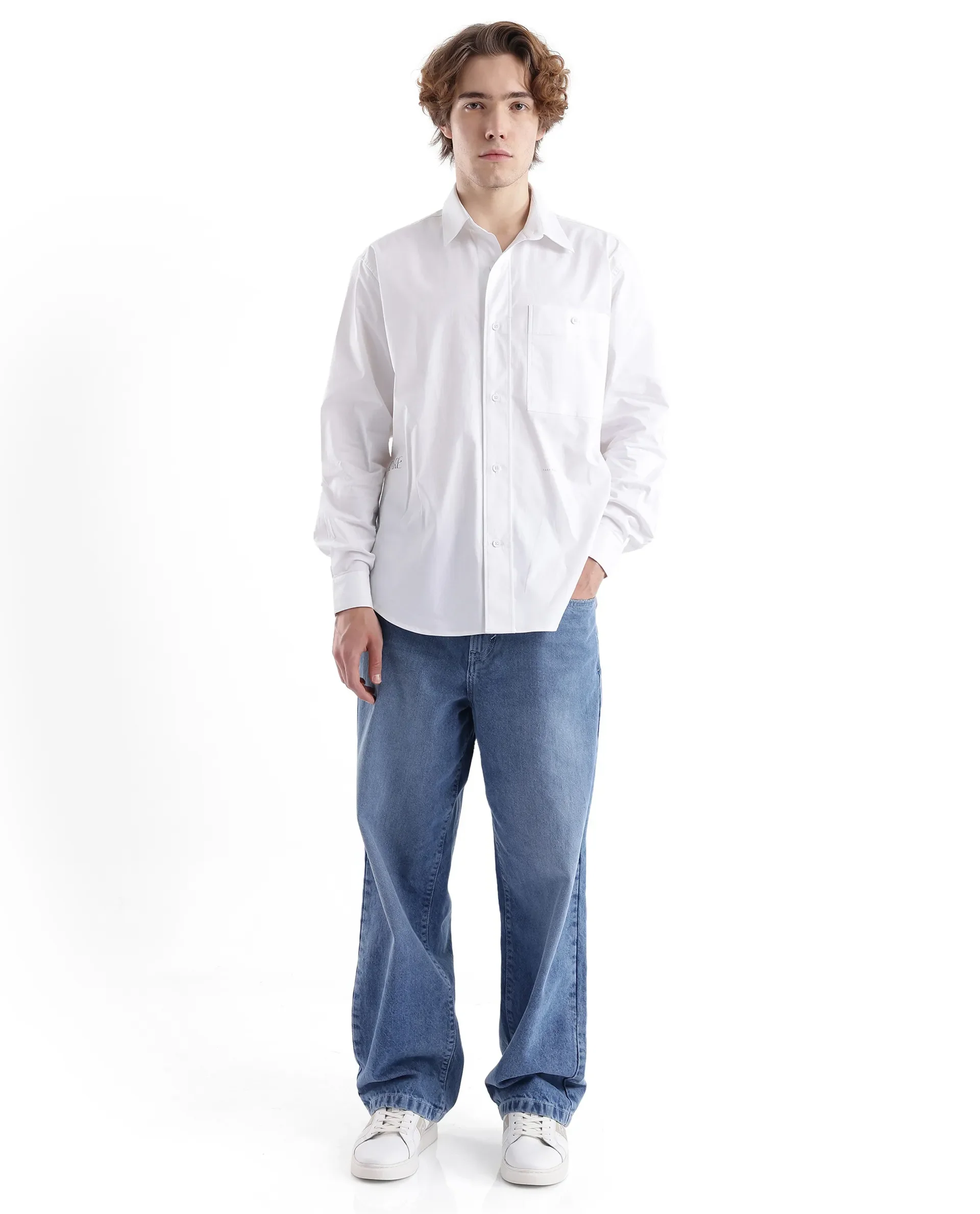 Rare Rabbit Men's Slander White Cotton Plain Regular Fit Full Sleeve Collared Shirt - Image 3