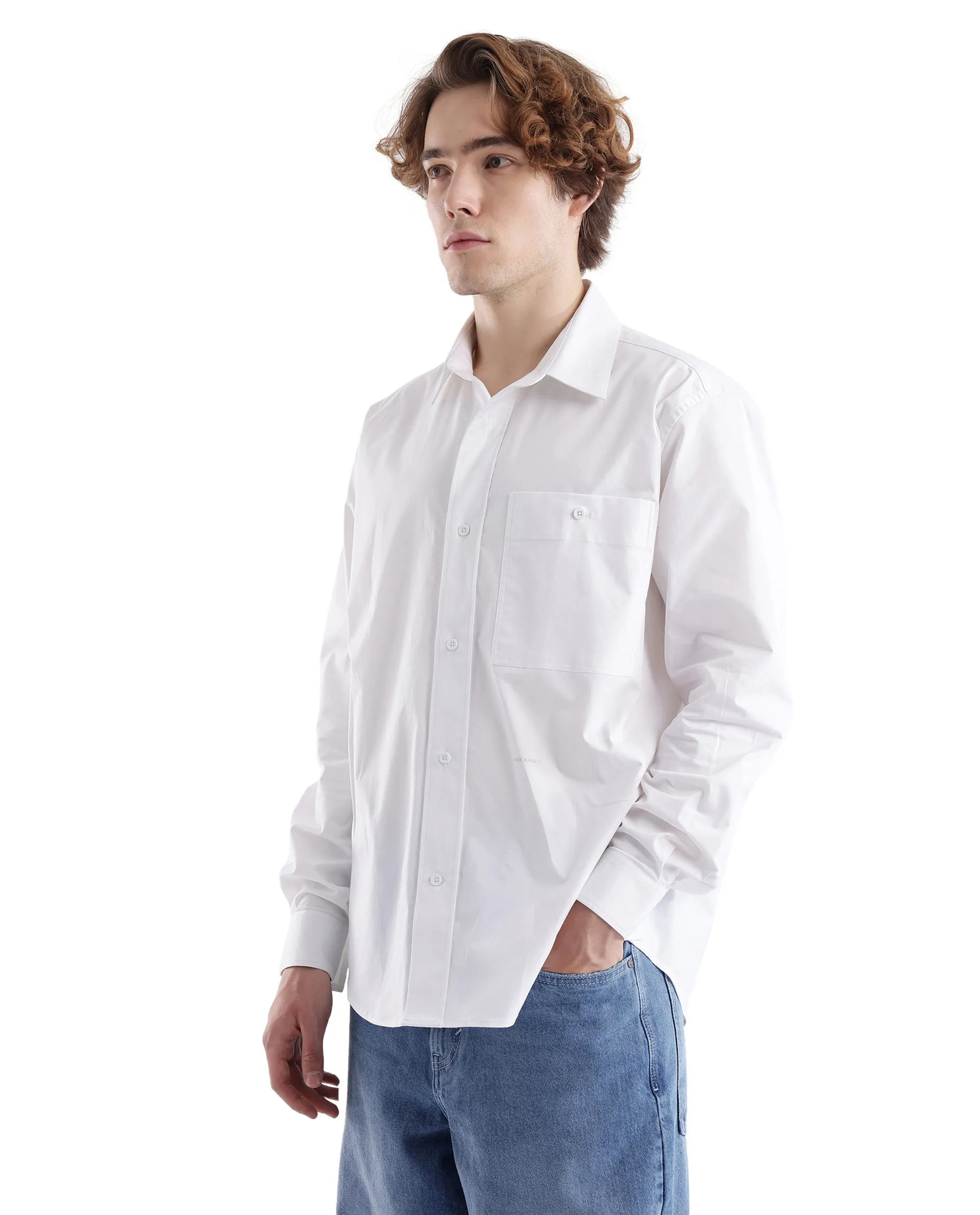 Rare Rabbit Men's Slander White Cotton Plain Regular Fit Full Sleeve Collared Shirt - Image 4