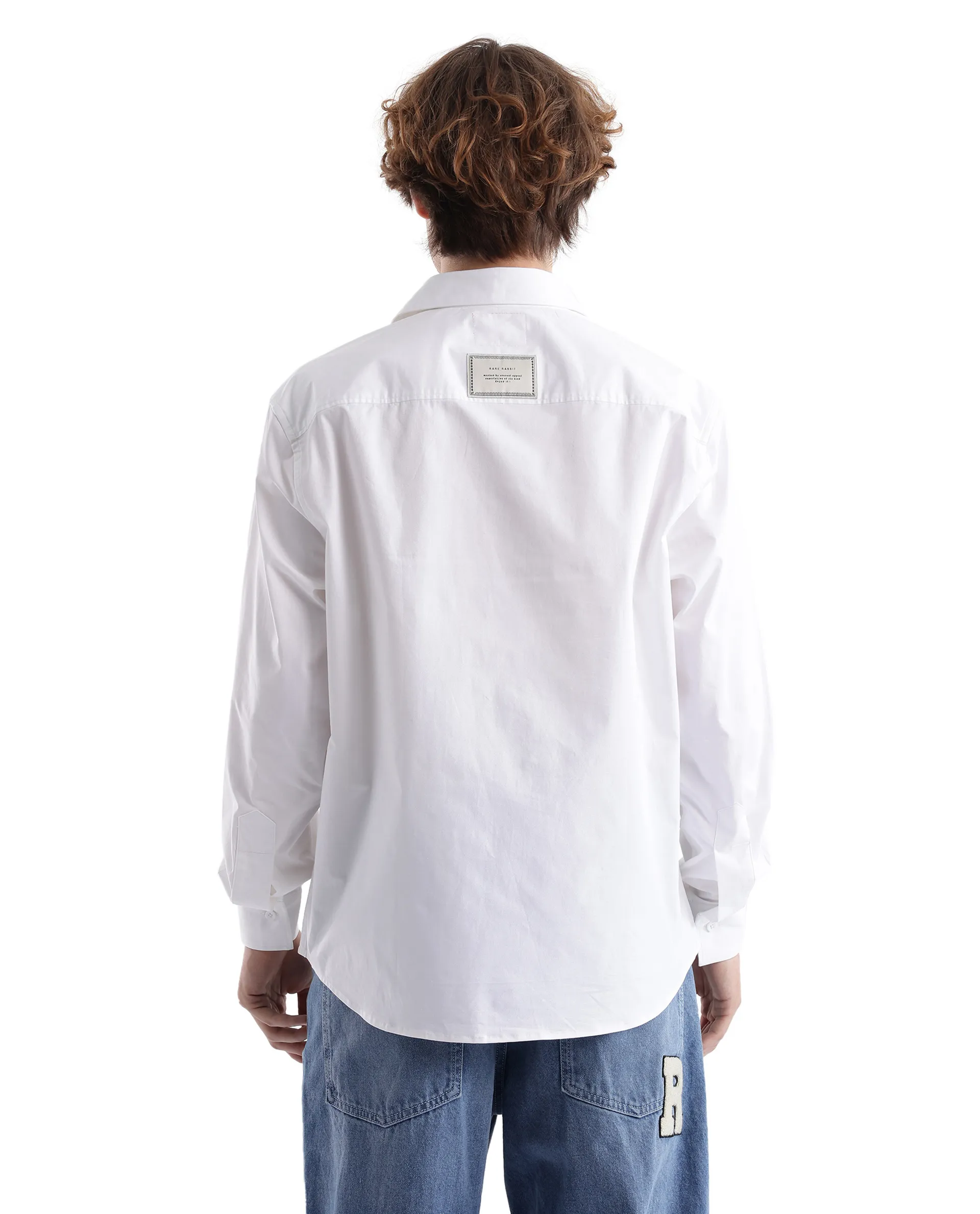 Rare Rabbit Men's Slander White Cotton Plain Regular Fit Full Sleeve Collared Shirt - Image 9