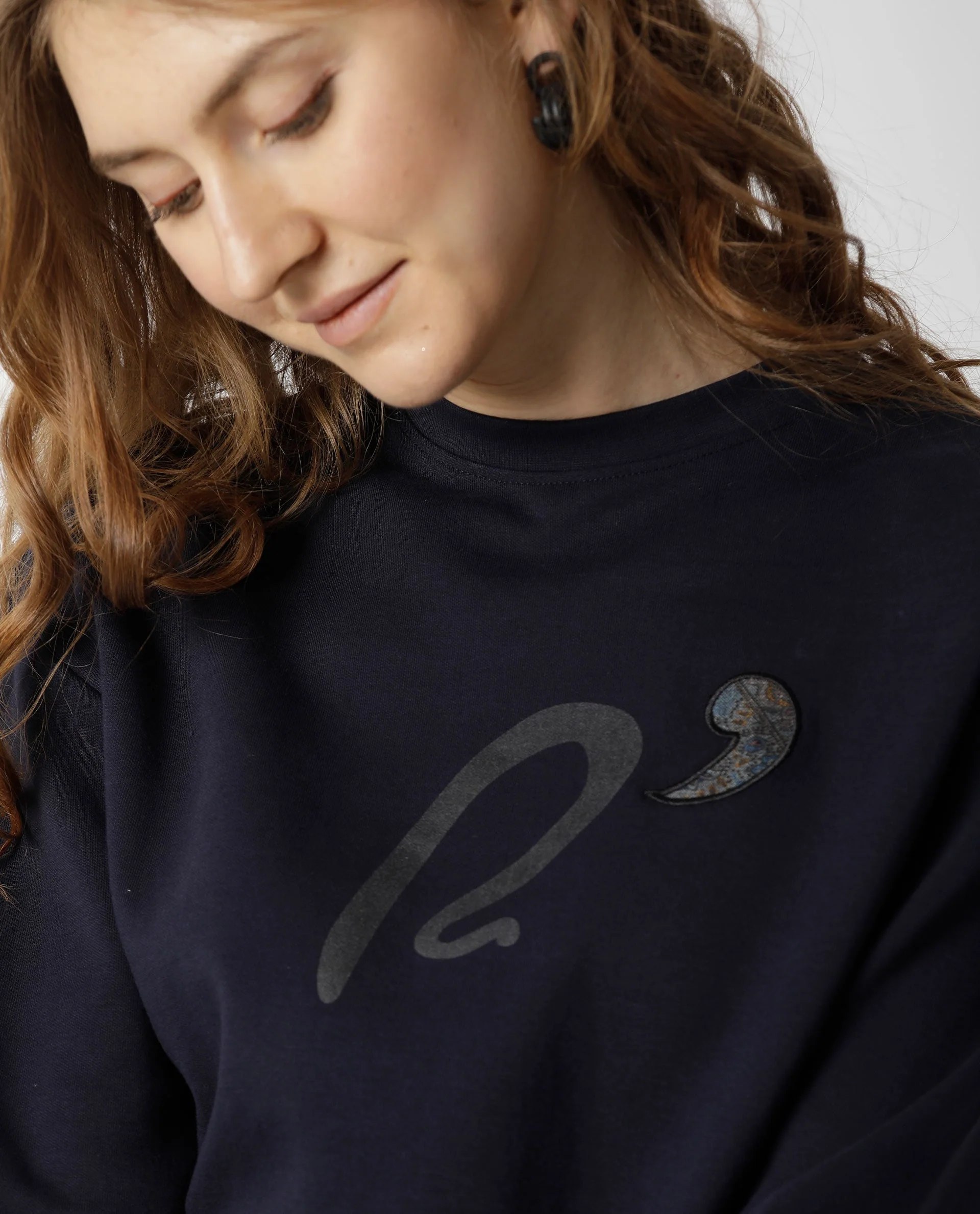 Rareism Women's Slashy Navy Crew Neck Plain Relaxed Fit Sweatshirt - Image 6