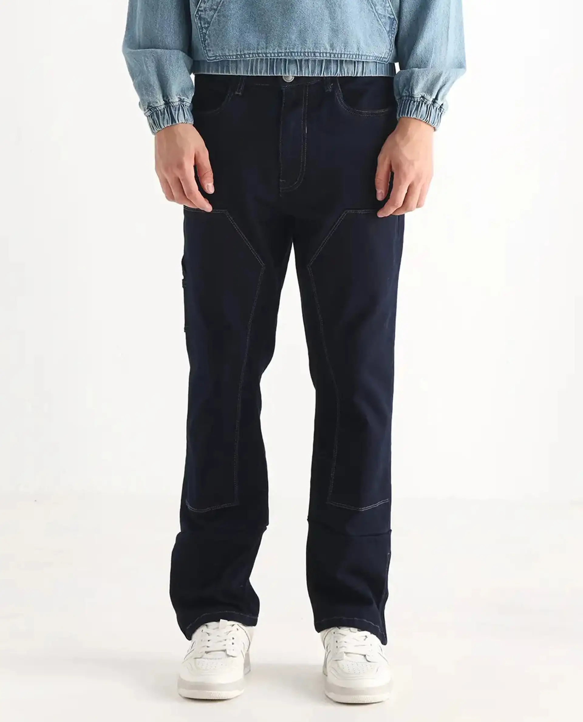 Rare Rabbit Men's Slava Blue Tencel Plain Morris Regular Fit Jeans - Image 11