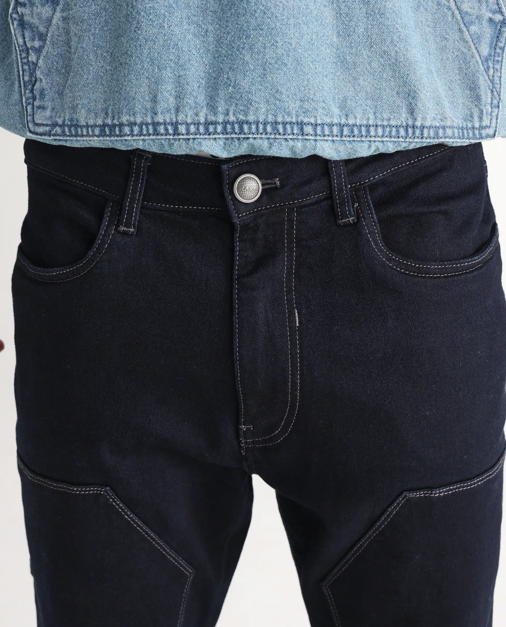 Rare Rabbit Men's Slava Blue Tencel Plain Morris Regular Fit Jeans - Image 3