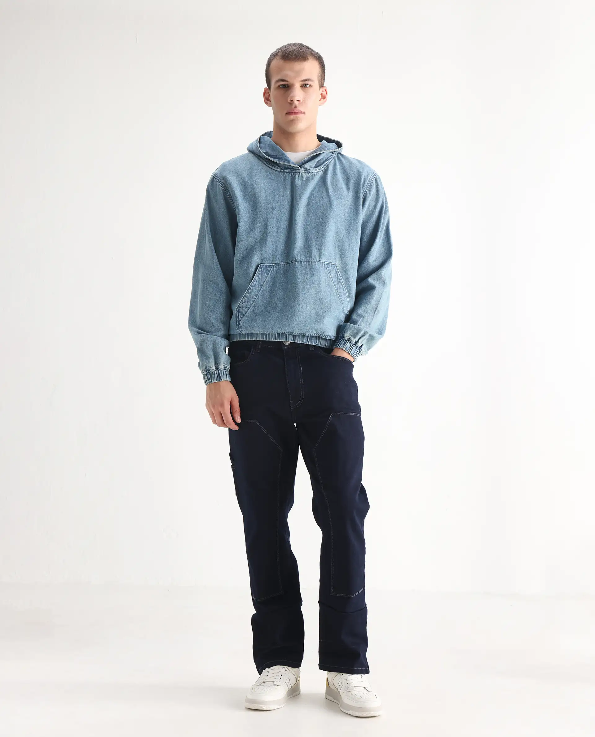 Rare Rabbit Men's Slava Blue Tencel Plain Morris Regular Fit Jeans - Image 5