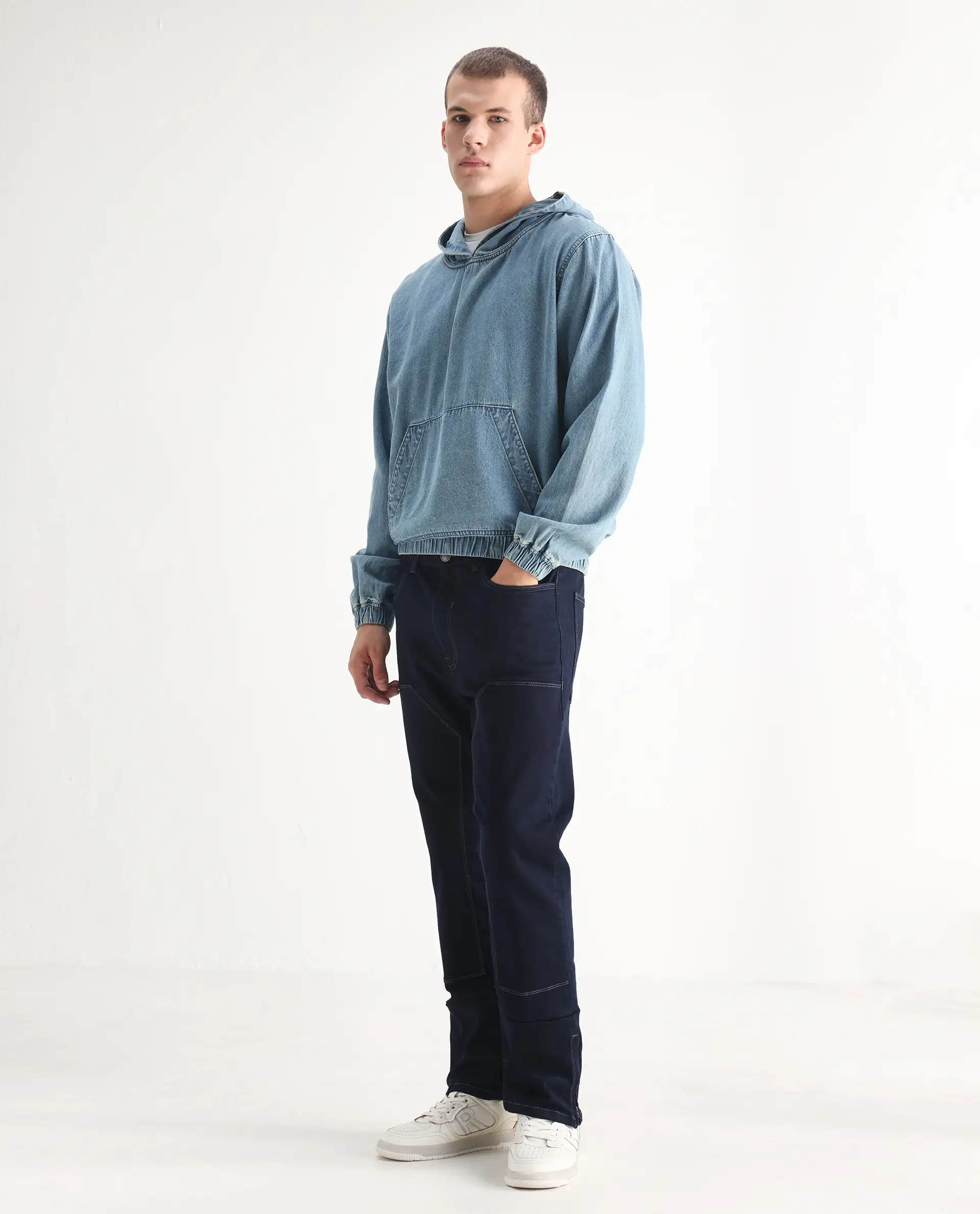 Rare Rabbit Men's Slava Blue Tencel Plain Morris Regular Fit Jeans - Image 7