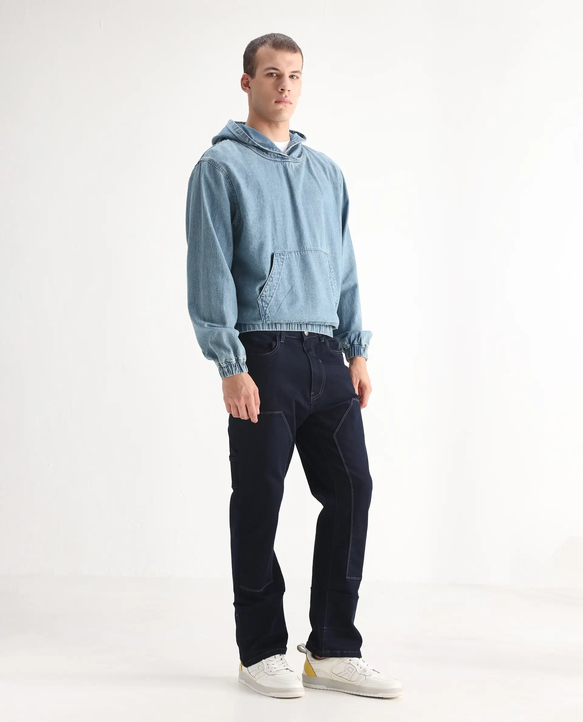 Rare Rabbit Men's Slava Blue Tencel Plain Morris Regular Fit Jeans - Image 8