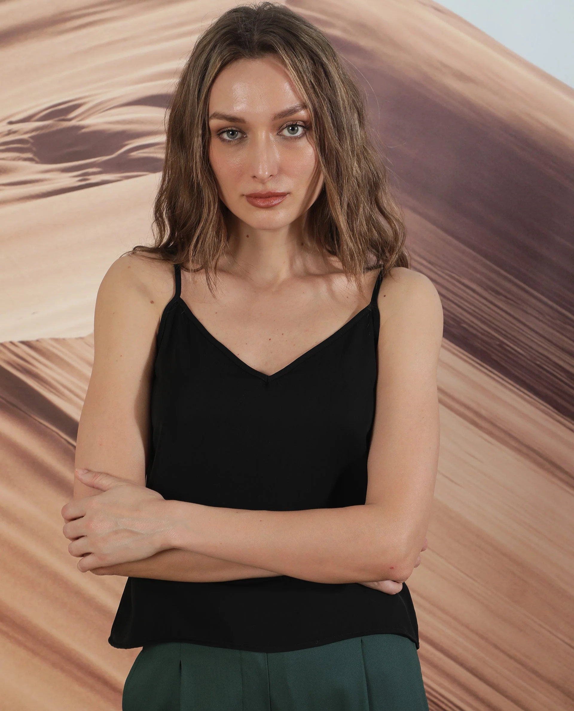 Rareism Women's Slipo Black Polyester V-Neck Plain Shoulder Strap Knee Length Regular Fit Inner Wear Slip - Image 4