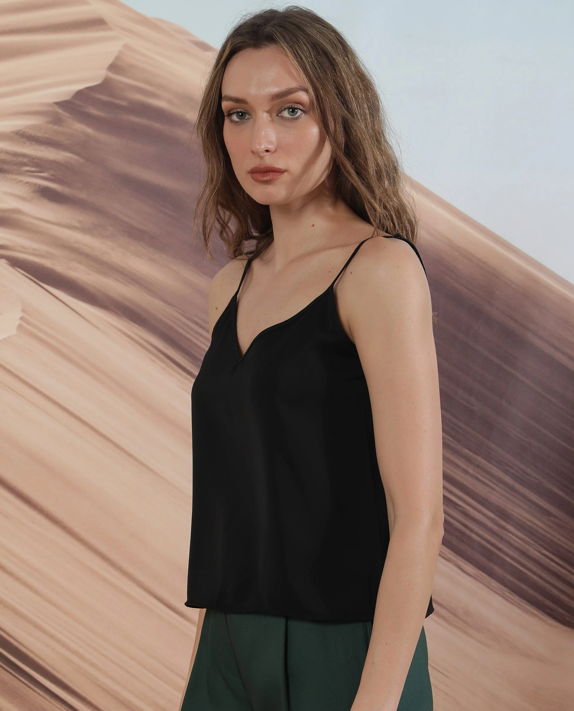 Rareism Women's Slipo Black Polyester V-Neck Plain Shoulder Strap Knee Length Regular Fit Inner Wear Slip - Image 5