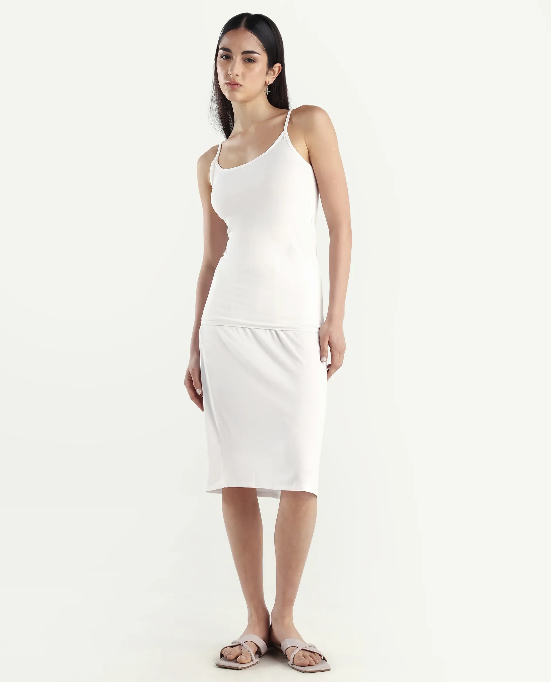 Rareism Women's Slipon White Shoulder Strap Plain Shoulder Strap Regular Fit Inner Wear Slip - Image 2