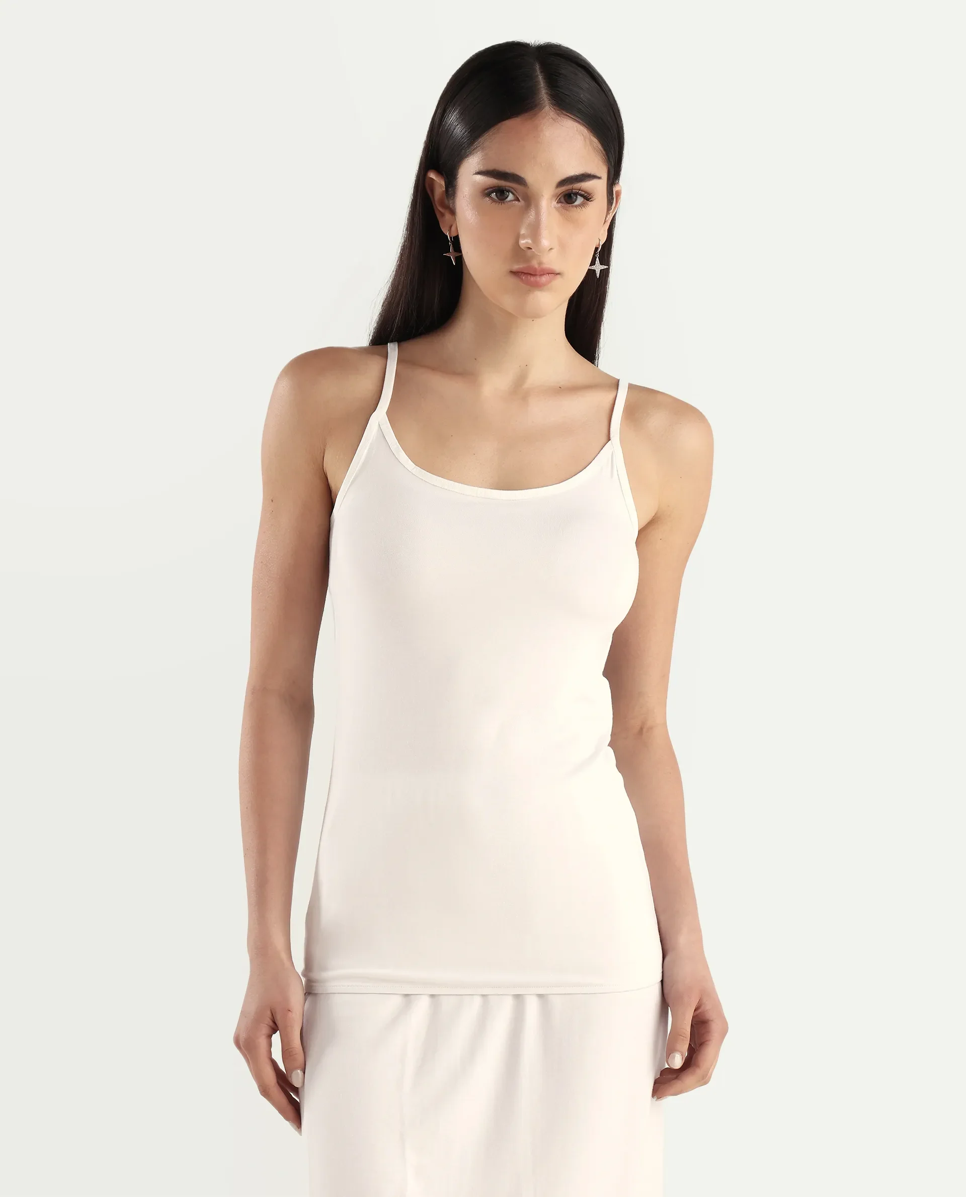 Rareism Women's Slipon White Shoulder Strap Plain Shoulder Strap Regular Fit Inner Wear Slip - Image 3