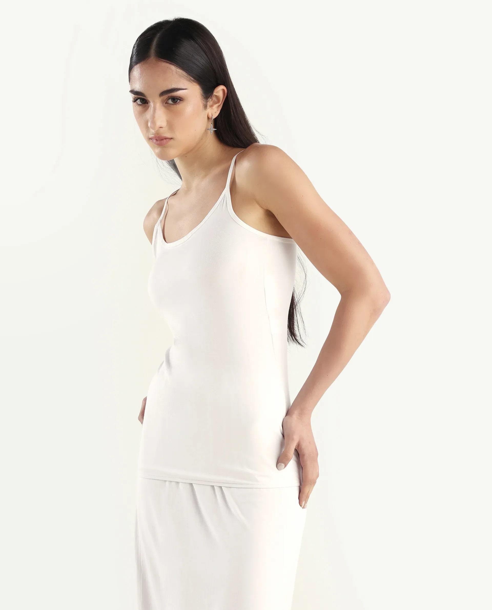 Rareism Women's Slipon White Shoulder Strap Plain Shoulder Strap Regular Fit Inner Wear Slip - Image 5