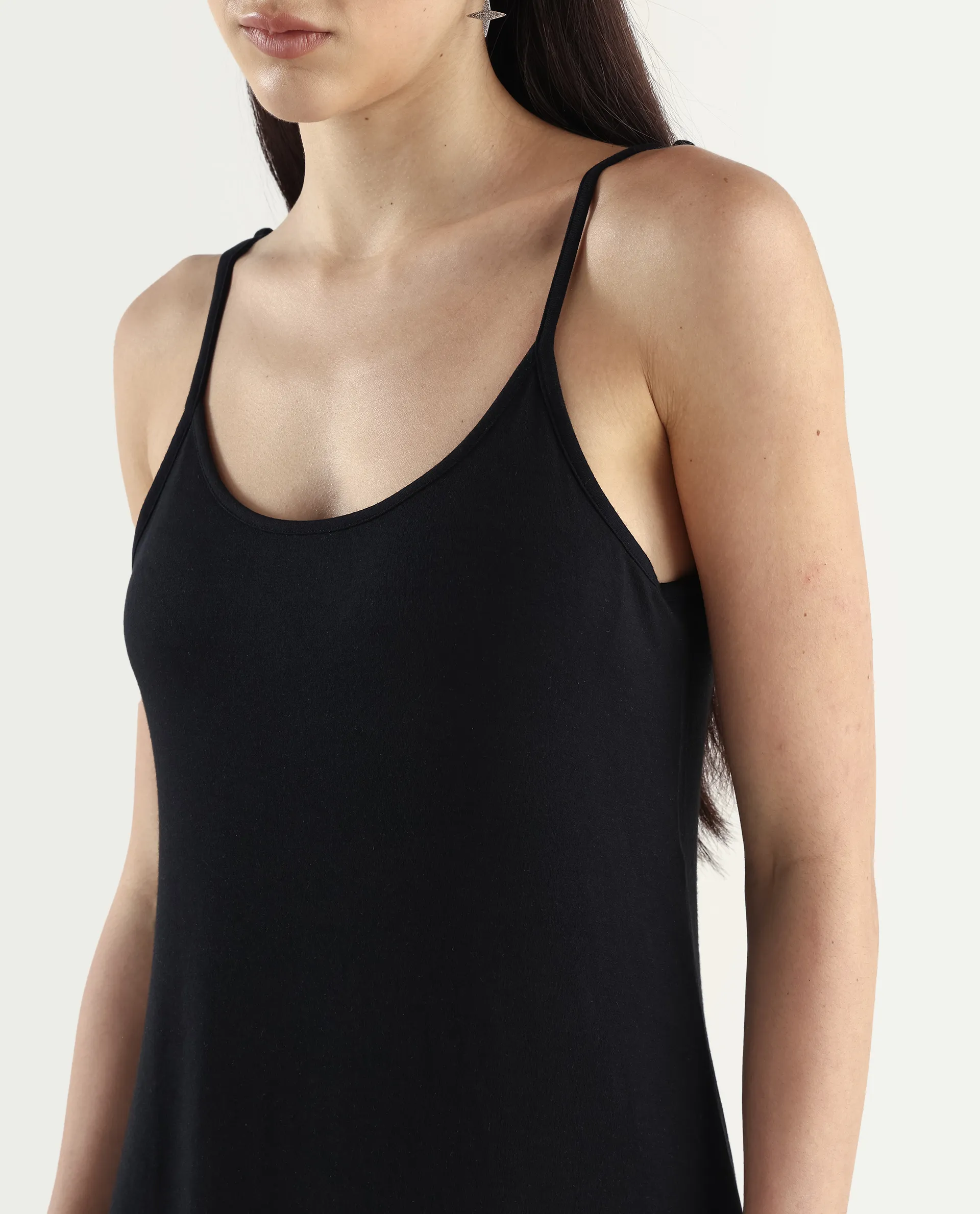 Rareism Women's Slippy Black Shoulder Strap Plain Shoulder Strap Mini Straight Fit Inner Wear - Image 3