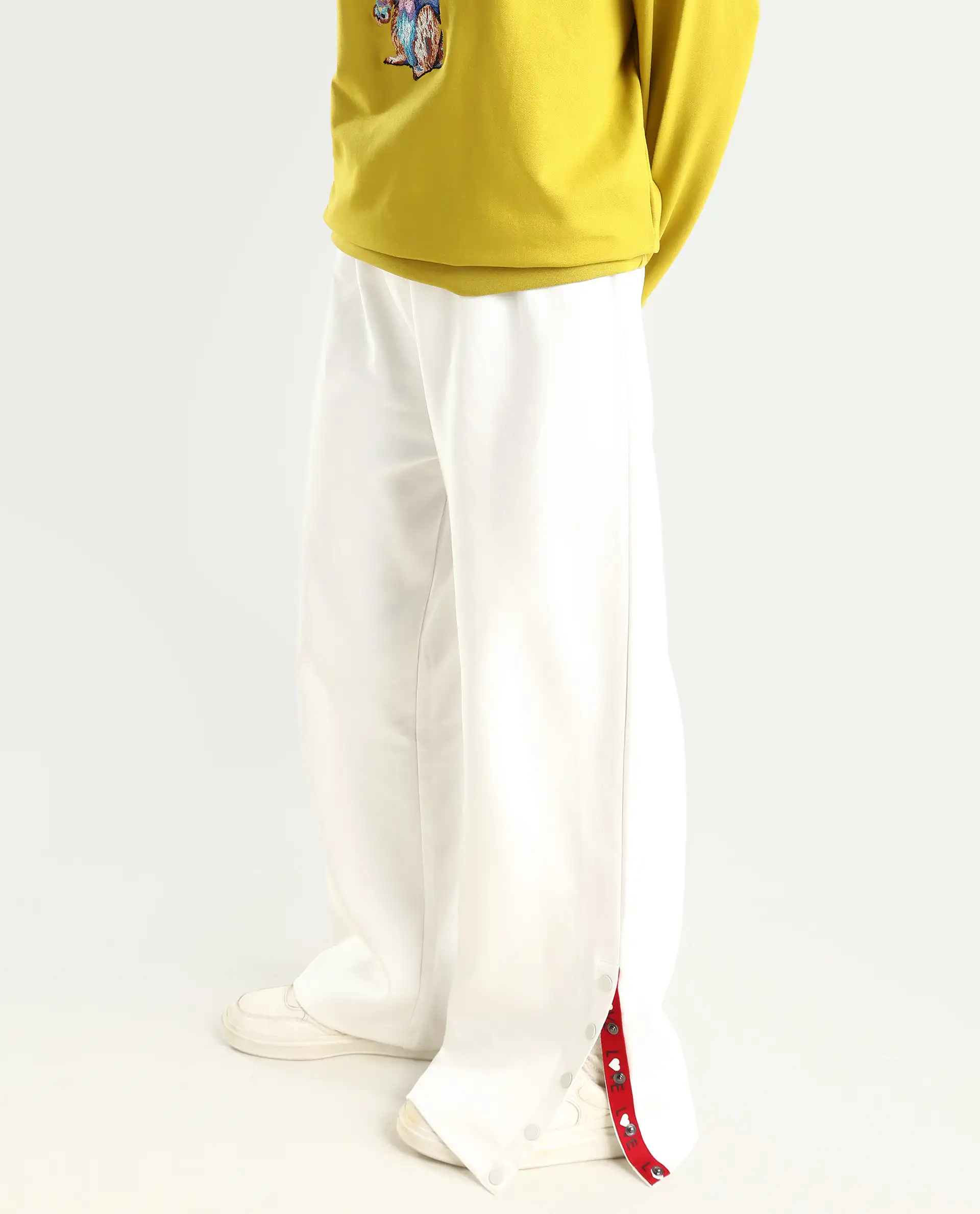 Rareism Women's Slite White Cotton Plain Ankle Length Wide Trouser - Image 4