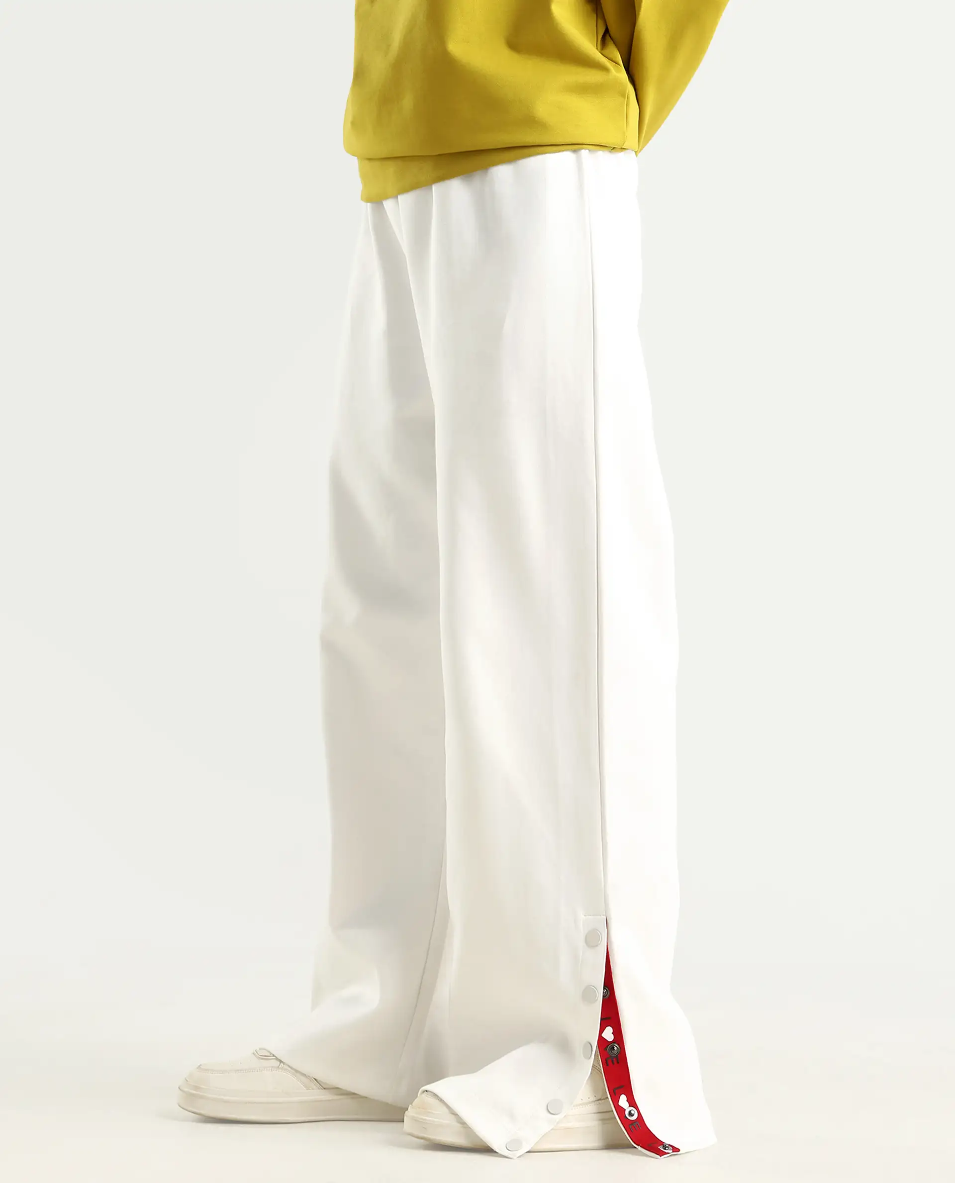 Rareism Women's Slite White Cotton Plain Ankle Length Wide Trouser - Image 5