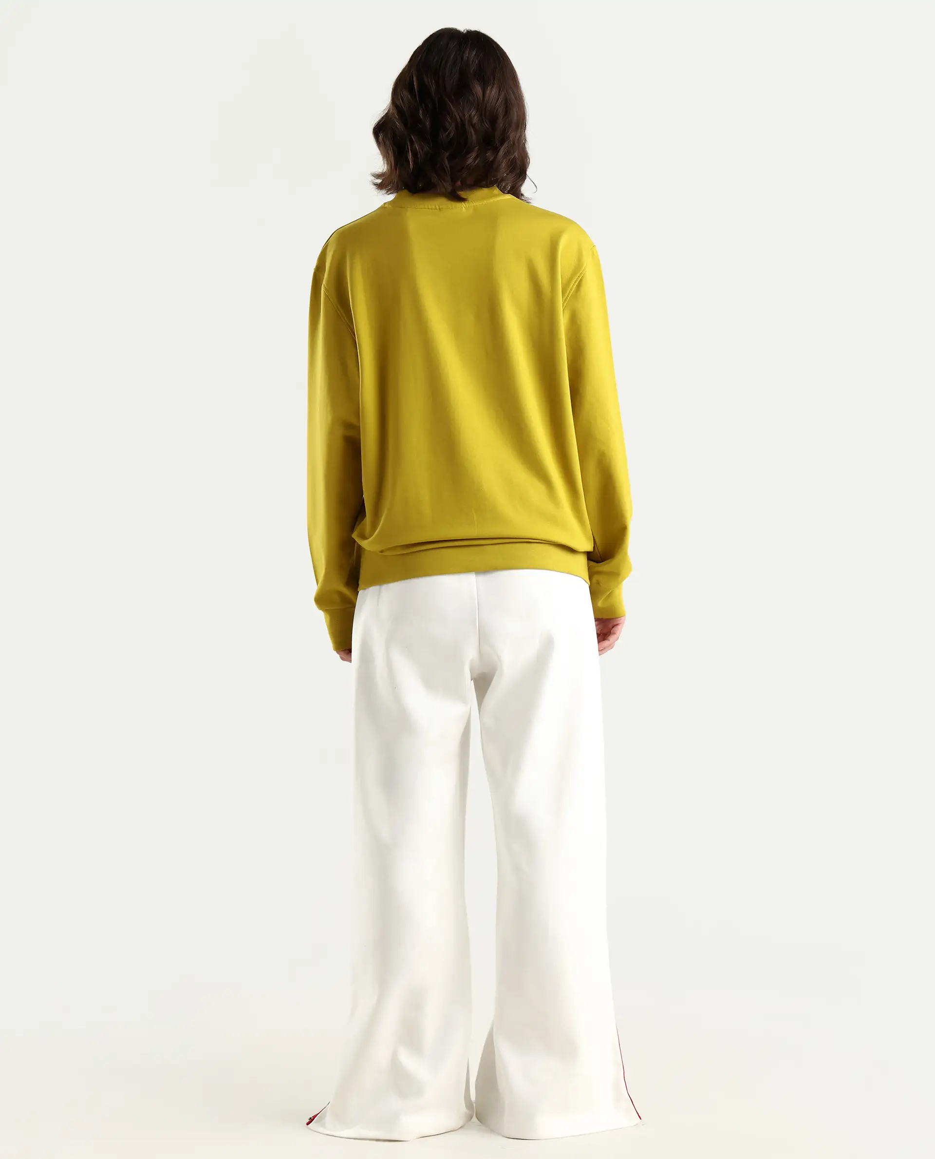 Rareism Women's Slite White Cotton Plain Ankle Length Wide Trouser - Image 9