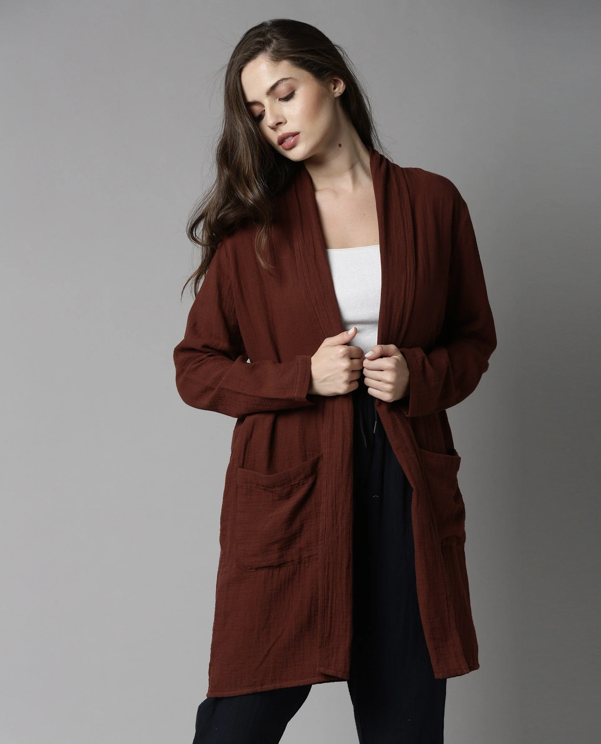 Rareism Women Slop Brown Overlayer Solid