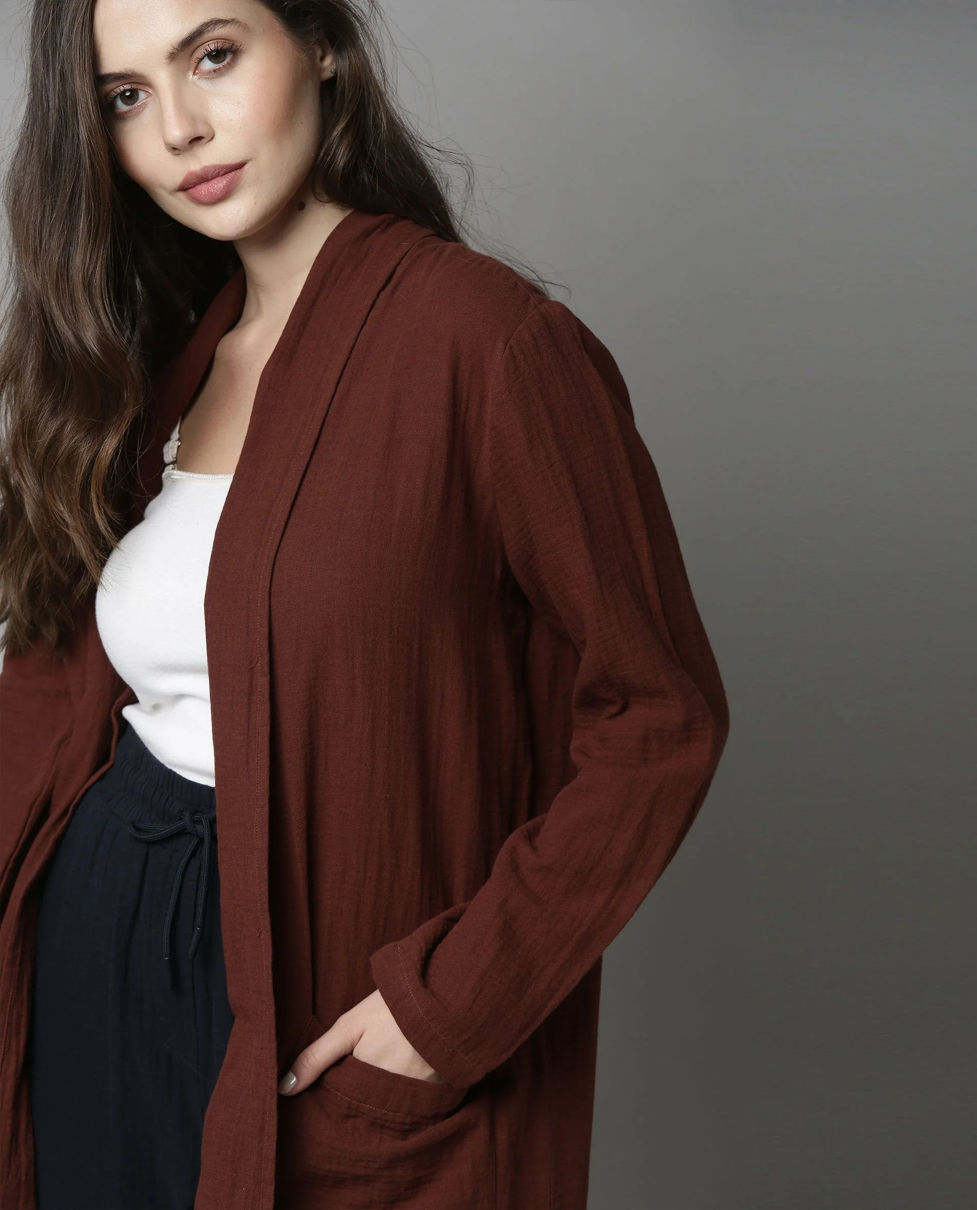 Rareism Women Slop Brown Overlayer Solid - Image 2