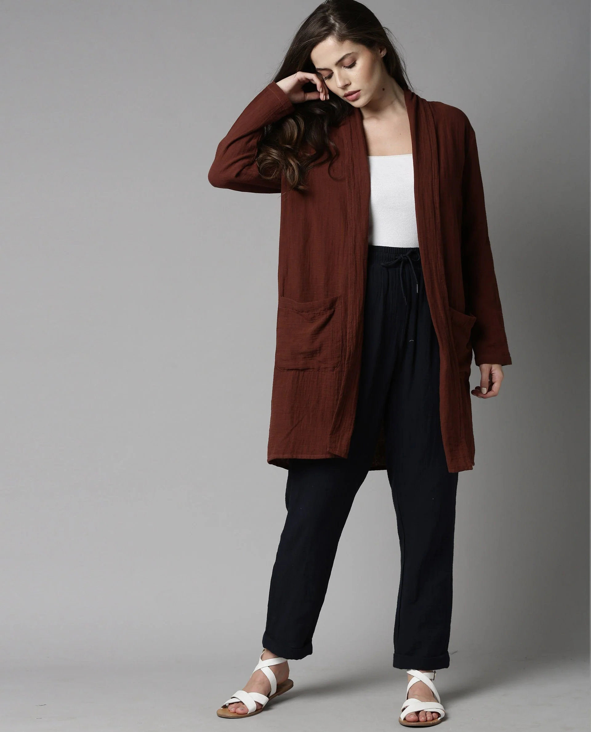 Rareism Women Slop Brown Overlayer Solid - Image 5