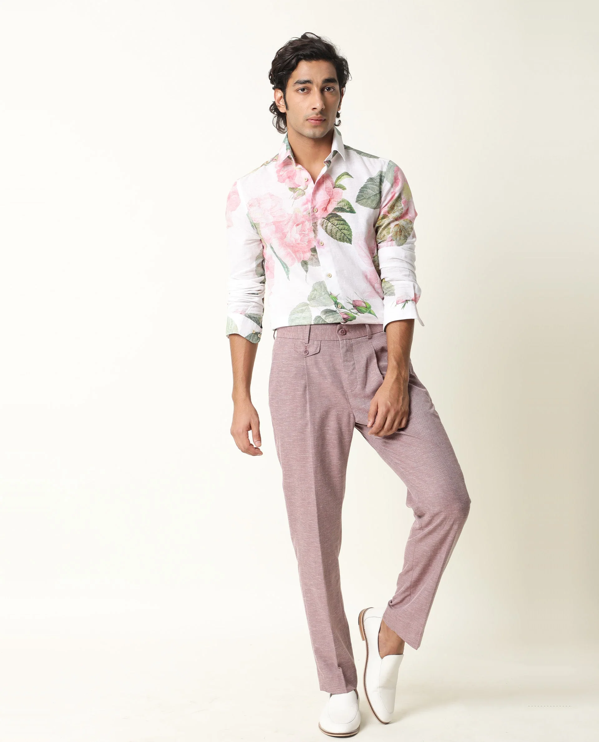 Rare Rabbit Men's Sloven White Cotton Floral Print Regular Fit Full Sleeve Collared Shirt - Image 2