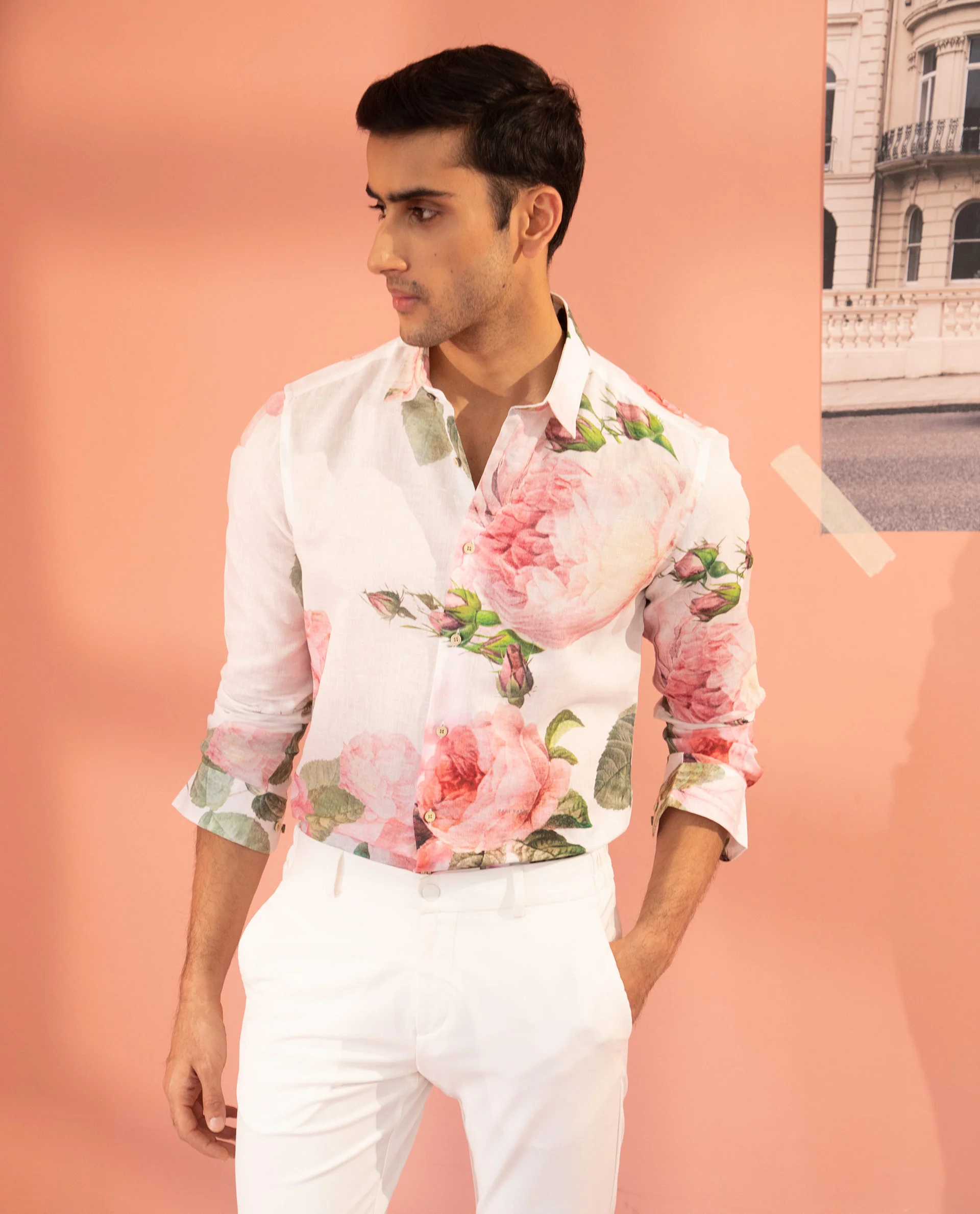 Rare Rabbit Men's Sloven White Cotton Floral Print Regular Fit Full Sleeve Collared Shirt - Image 7