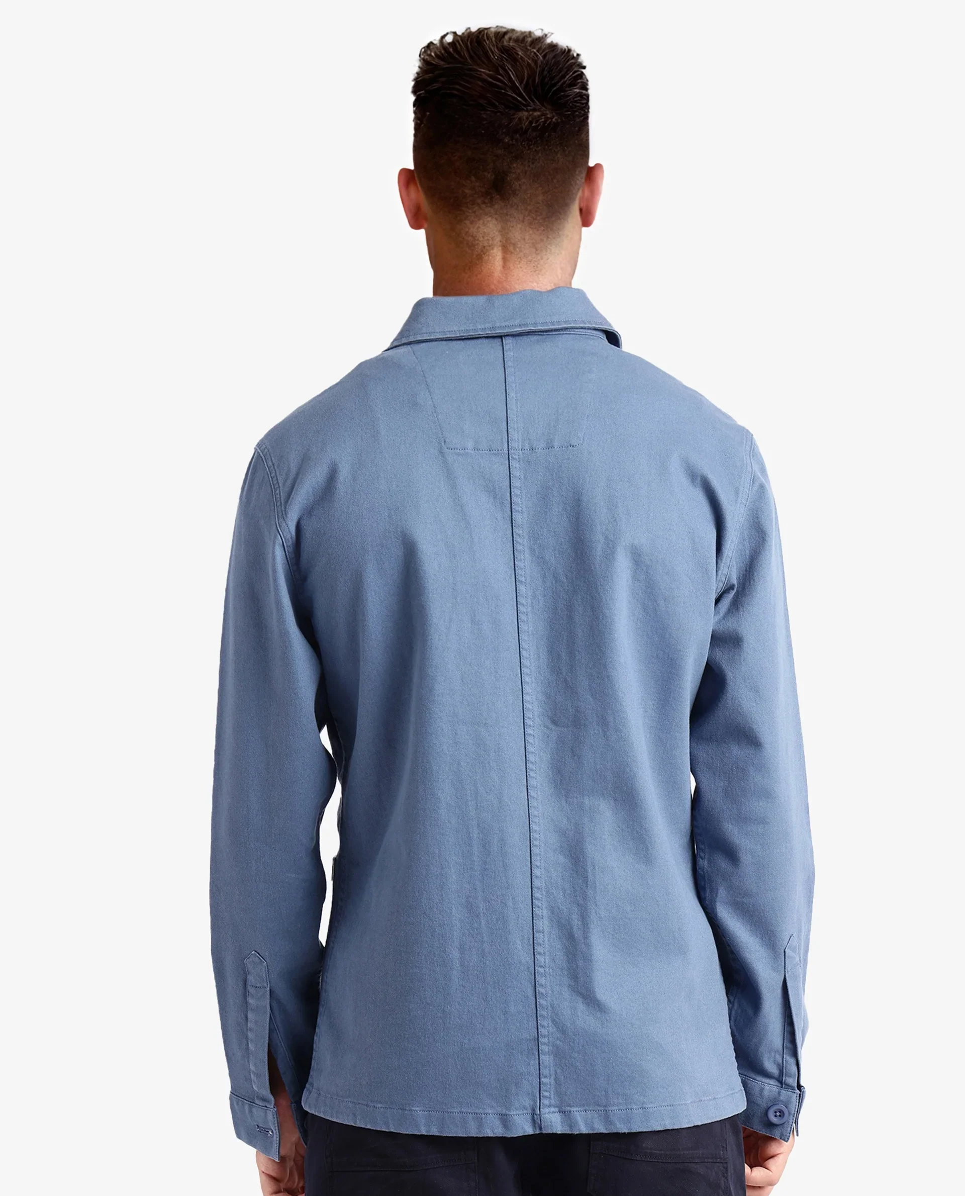 Rare Rabbit Men's Slowear Blue Cotton Blend Plain Regular Fit Full Sleeve Collared Shacket - Image 5