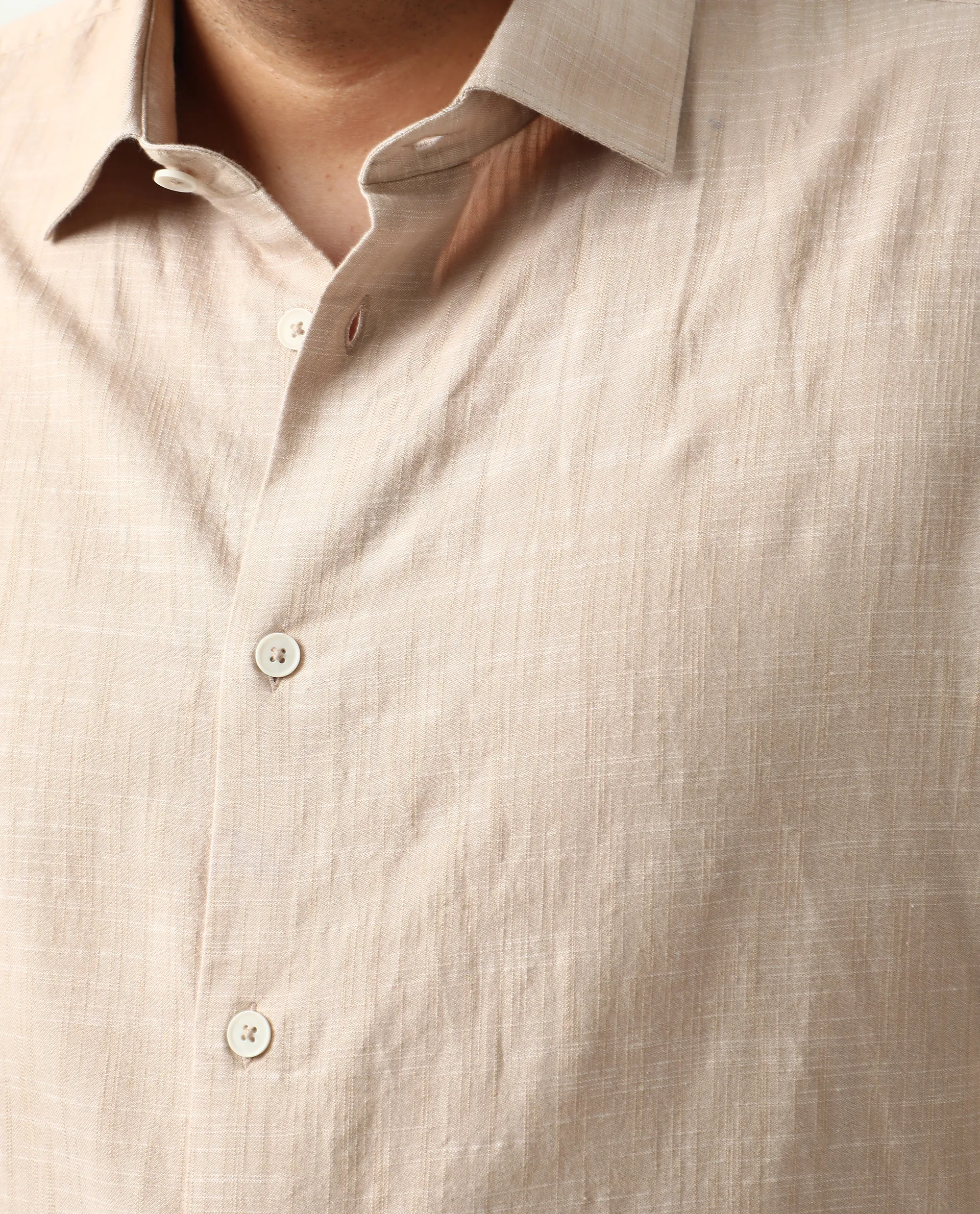 Rare Rabbit Men's Sluz Big Beige Cotton Fabric Full Sleeves Collared Neck Button Closure Checks Shirt - Image 3
