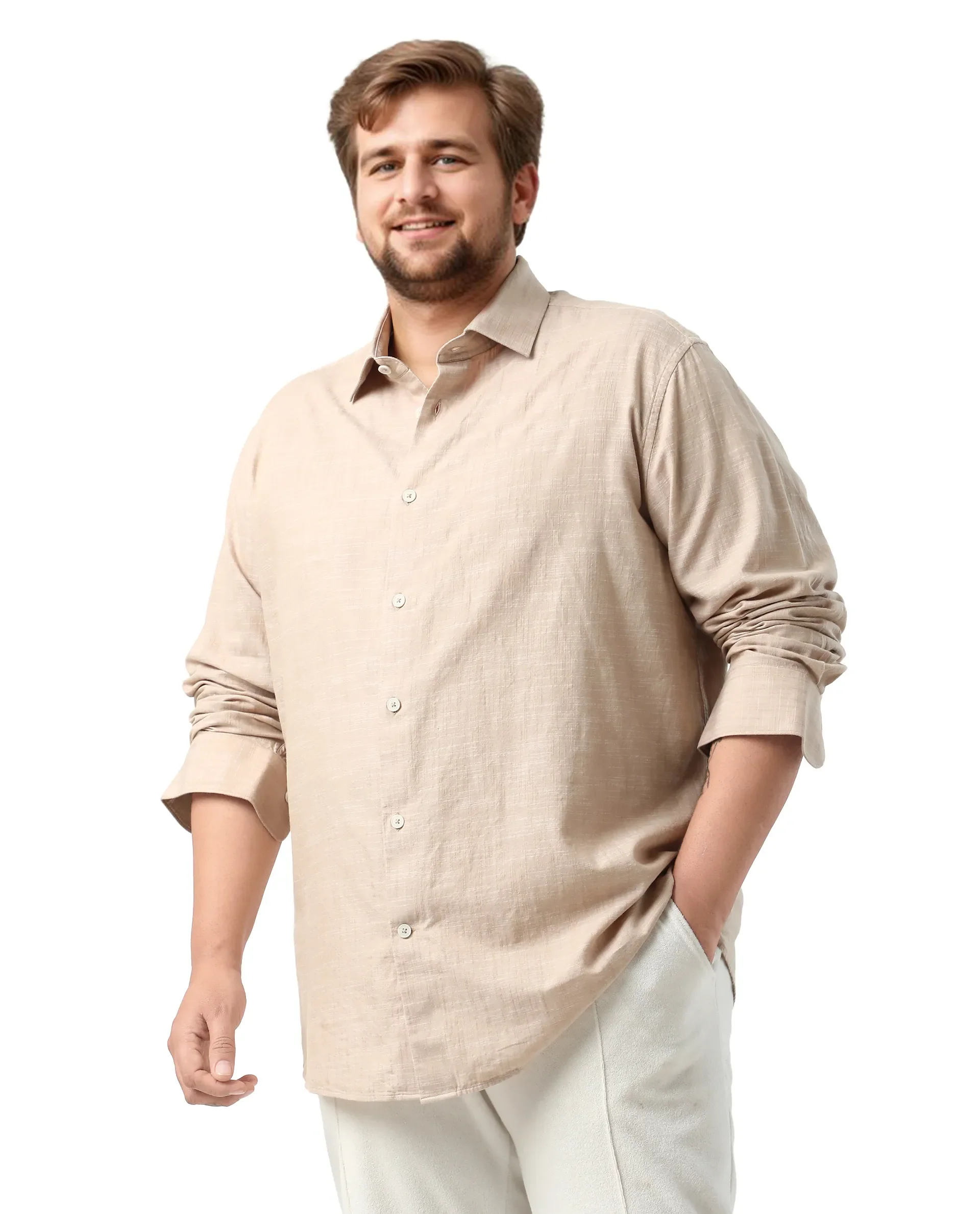 Rare Rabbit Men's Sluz Big Beige Cotton Fabric Full Sleeves Collared Neck Button Closure Checks Shirt - Image 5