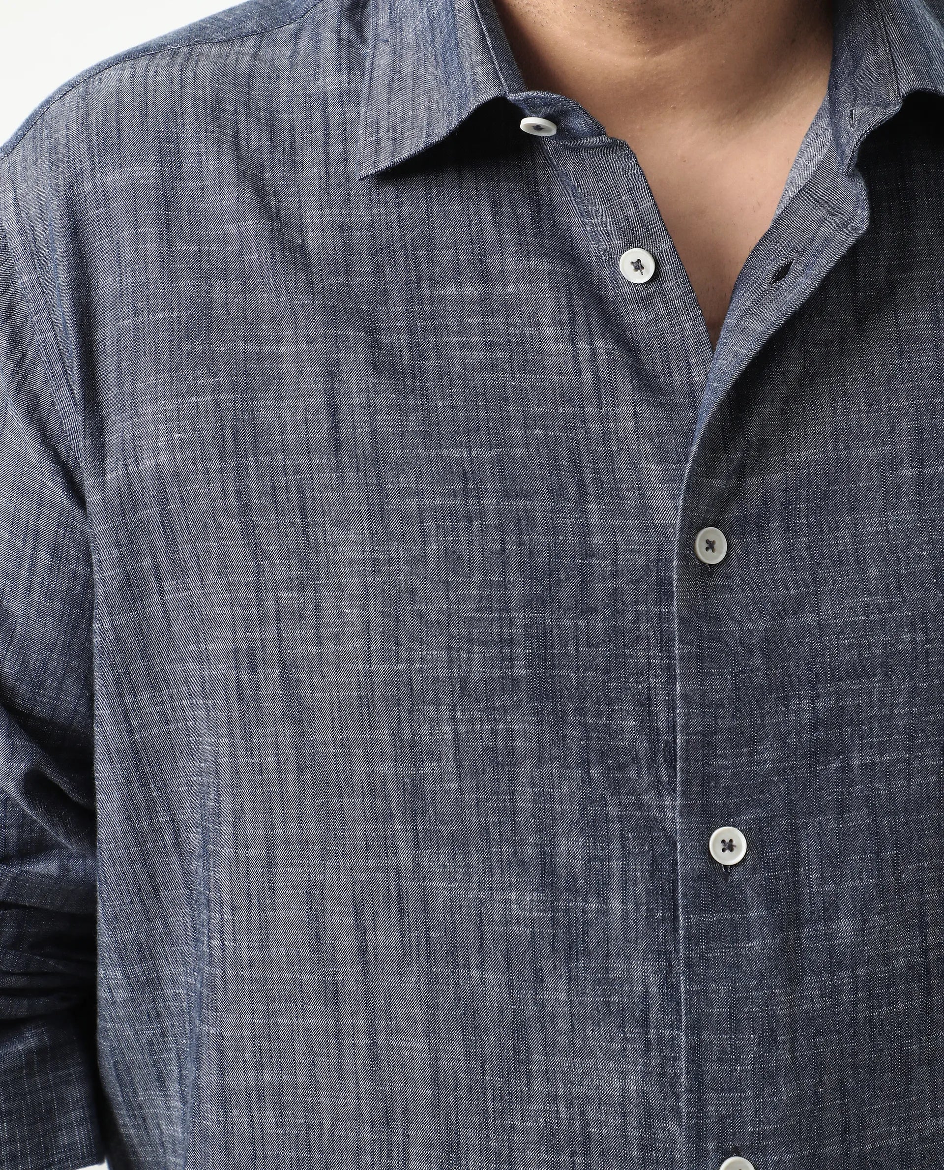Rare Rabbit Men's Sluz Big Dark Blue Cotton Fabric Full Sleeves Collared Neck Button Closure Checks Shirt - Image 3