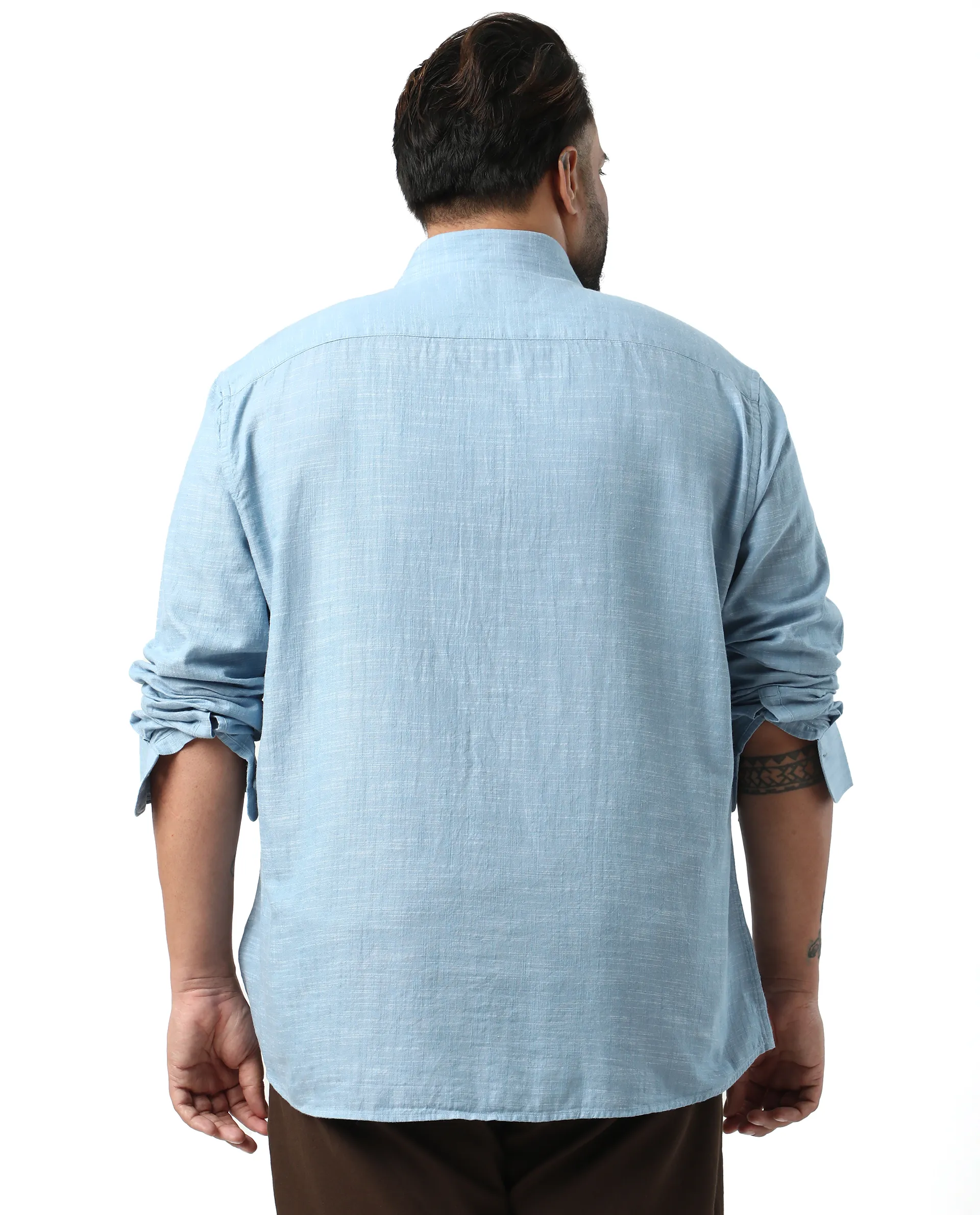 Rare Rabbit Men's Sluz Big Light Blue Cotton Fabric Full Sleeves Collared Neck Button Closure Checks Shirt - Image 6