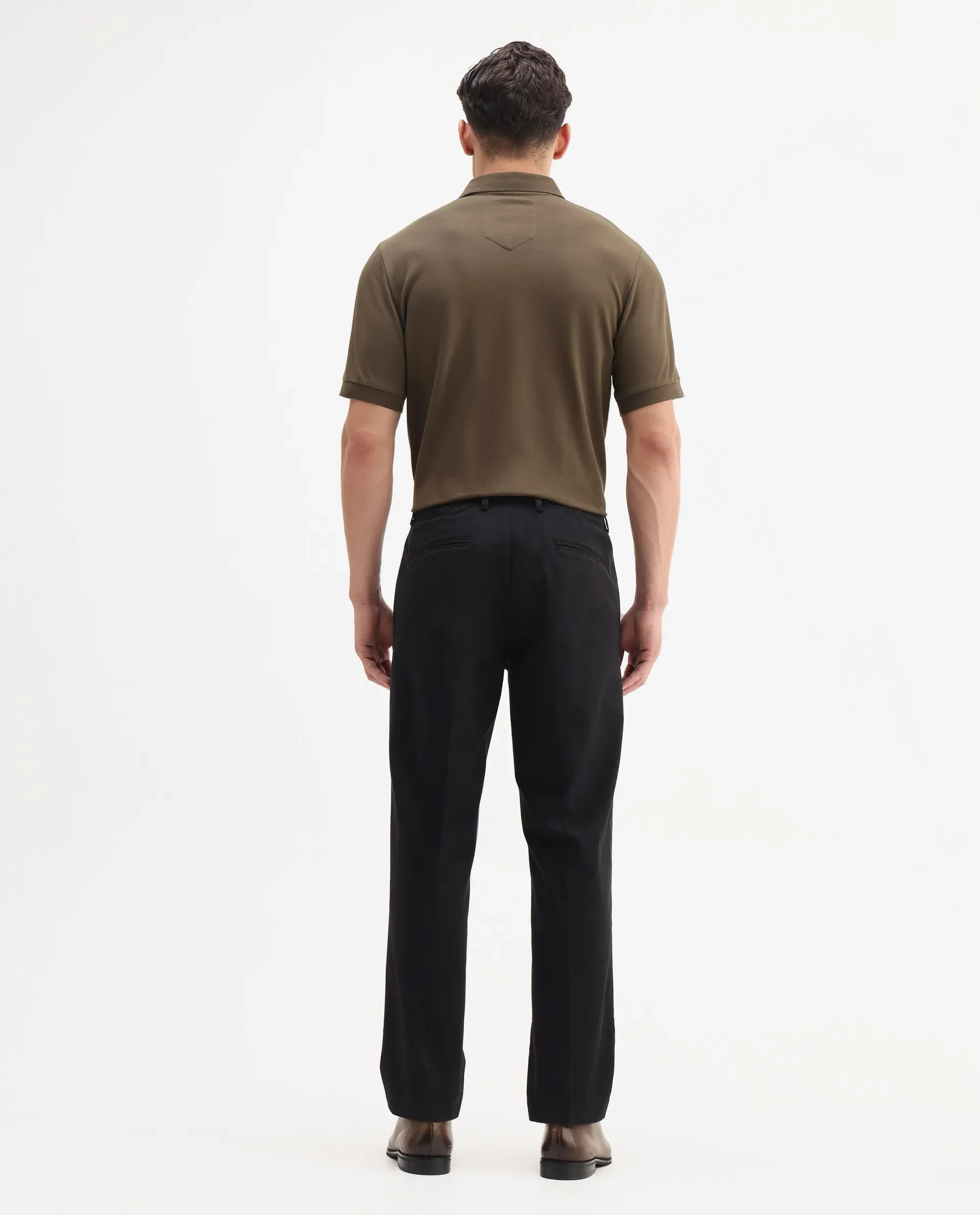 Rare Rabbit Men's Smart Black Cotton Blend Plain Regular Fit Trouser - Image 9