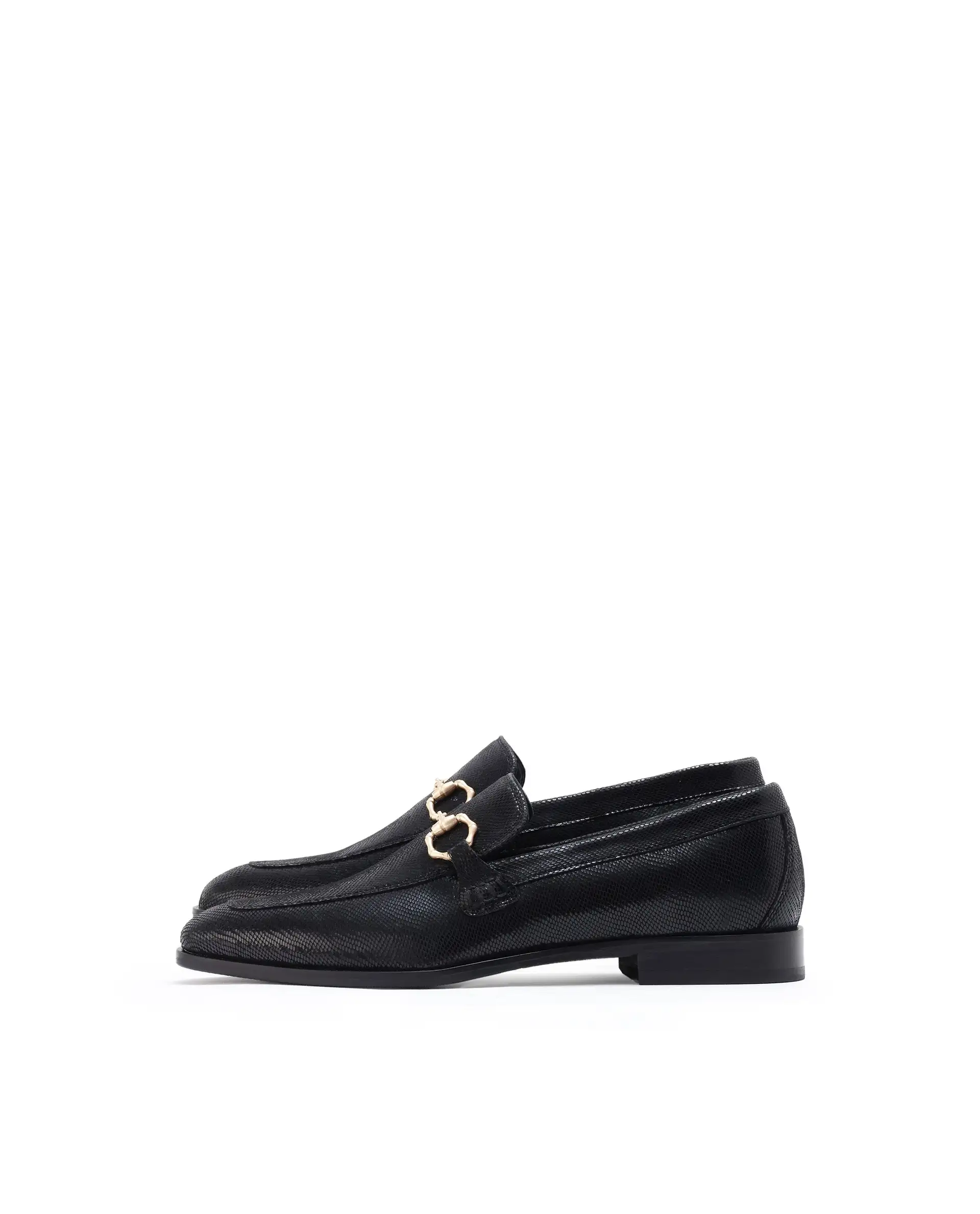 Rare Rabbit Men's Snaker Black Slip-On Genuine Textured Leather Guild Branded Loafer - Image 4