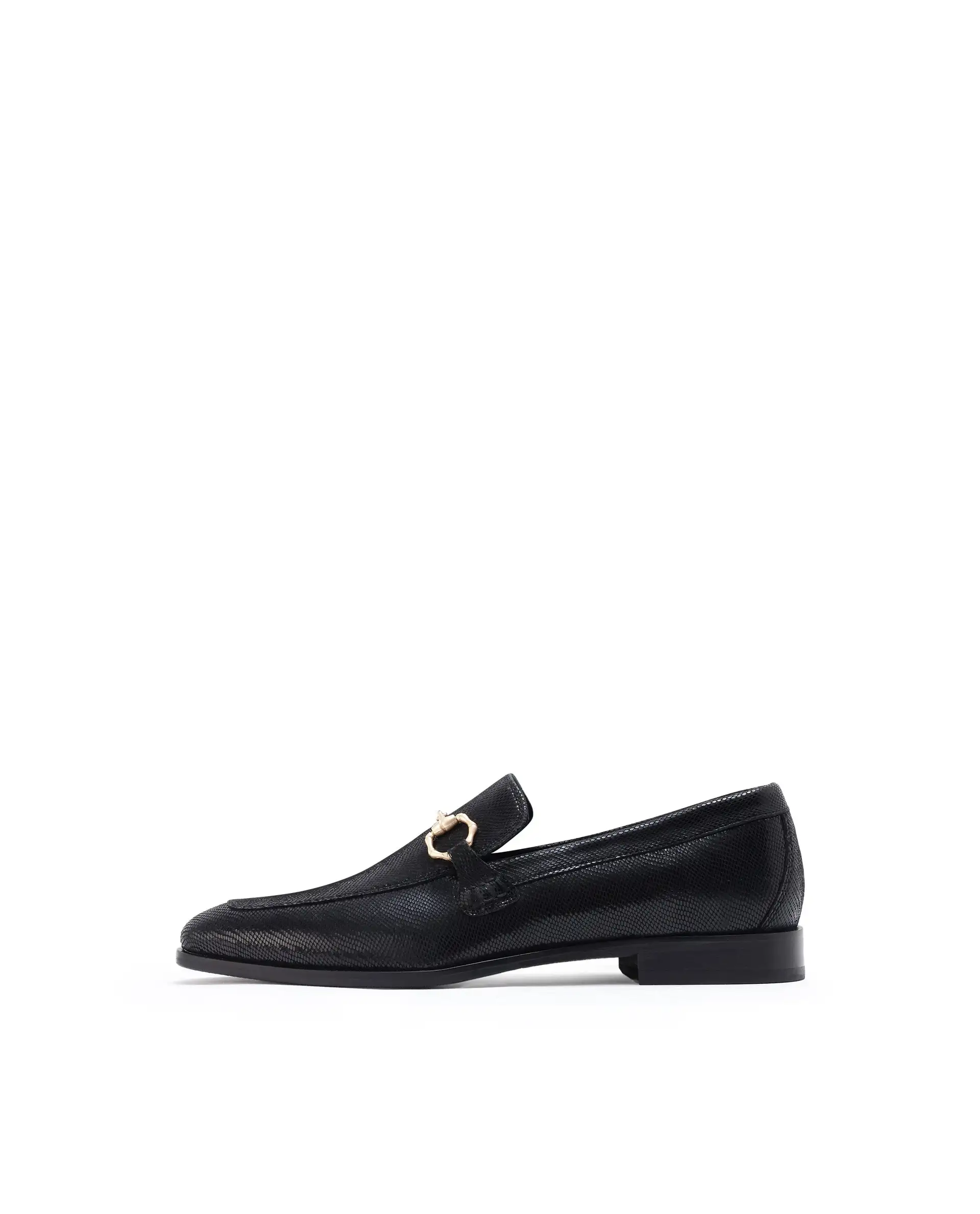 Rare Rabbit Men's Snaker Black Slip-On Genuine Textured Leather Guild Branded Loafer - Image 7