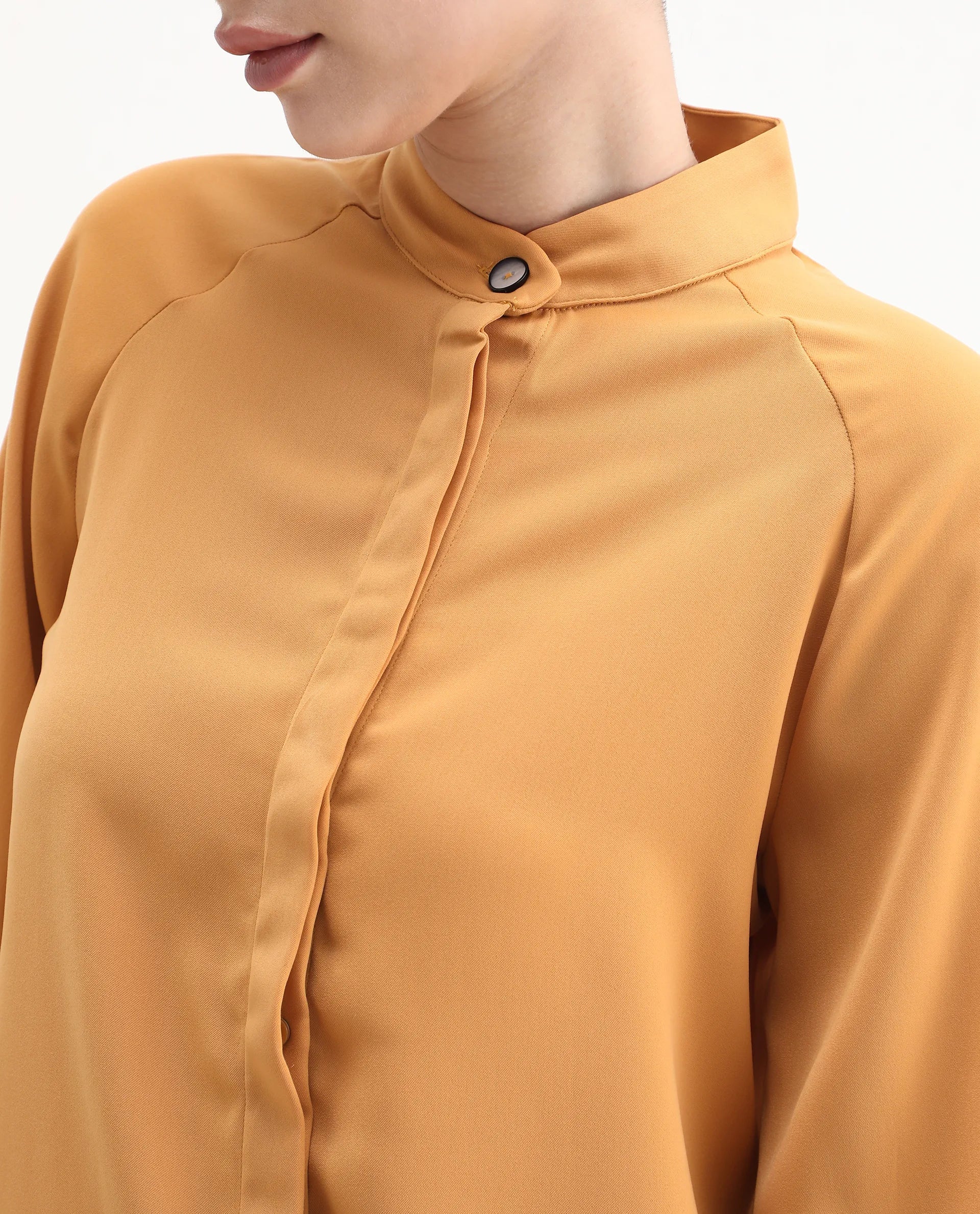 Rareism Women's Snera Yellow Polyester Blend Drop Collar Plain Cuffed Sleeve Regular Fit Top - Image 3