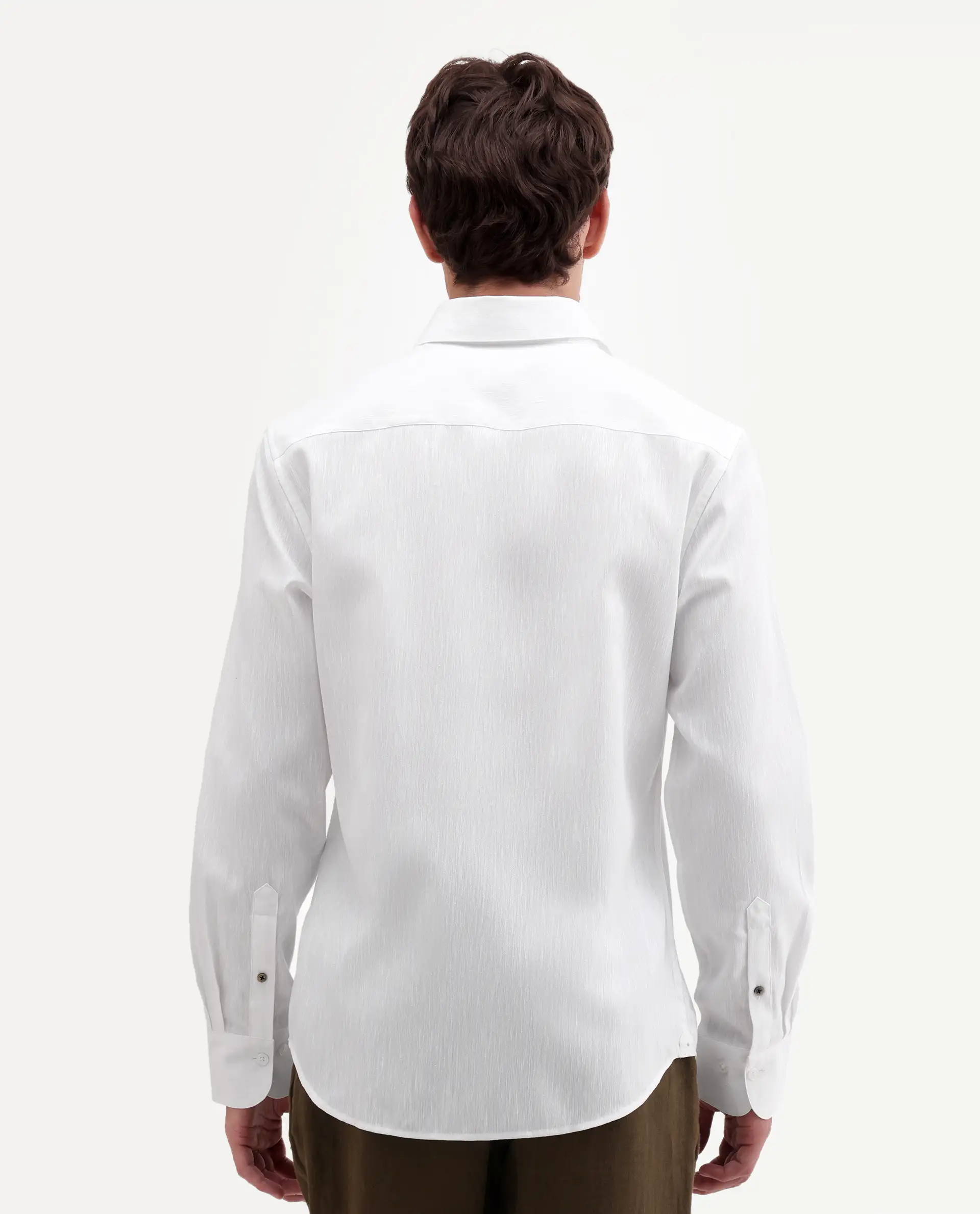 Rare Rabbit Men's Snow White Cotton Blend Fabric Full Sleeve Spread Collar Regular Fit Plain Shirt - Image 7