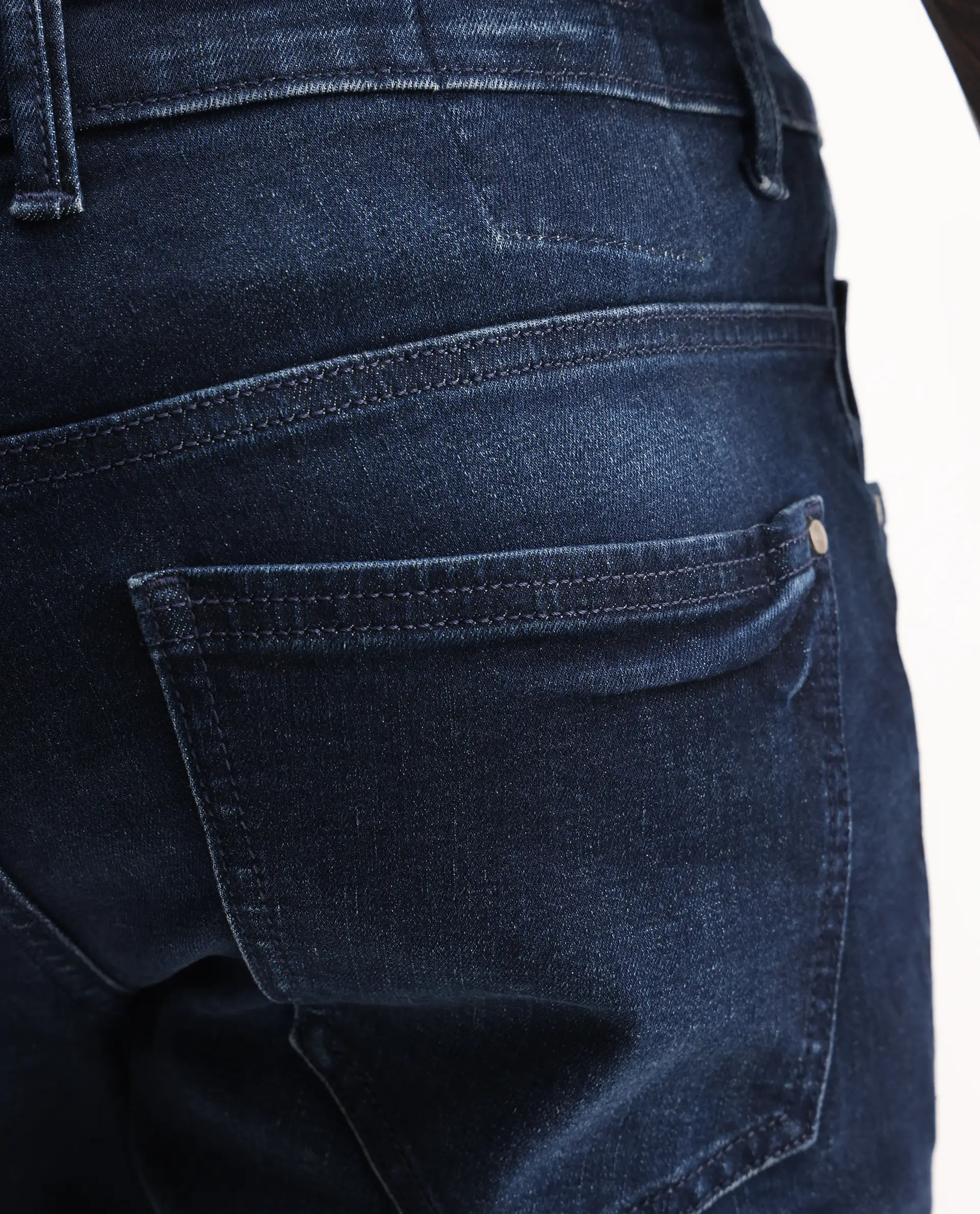 Rare Rabbit Men's Snugh Navy Cotton Blend Plain Hawk Slim Fit Jeans - Image 6