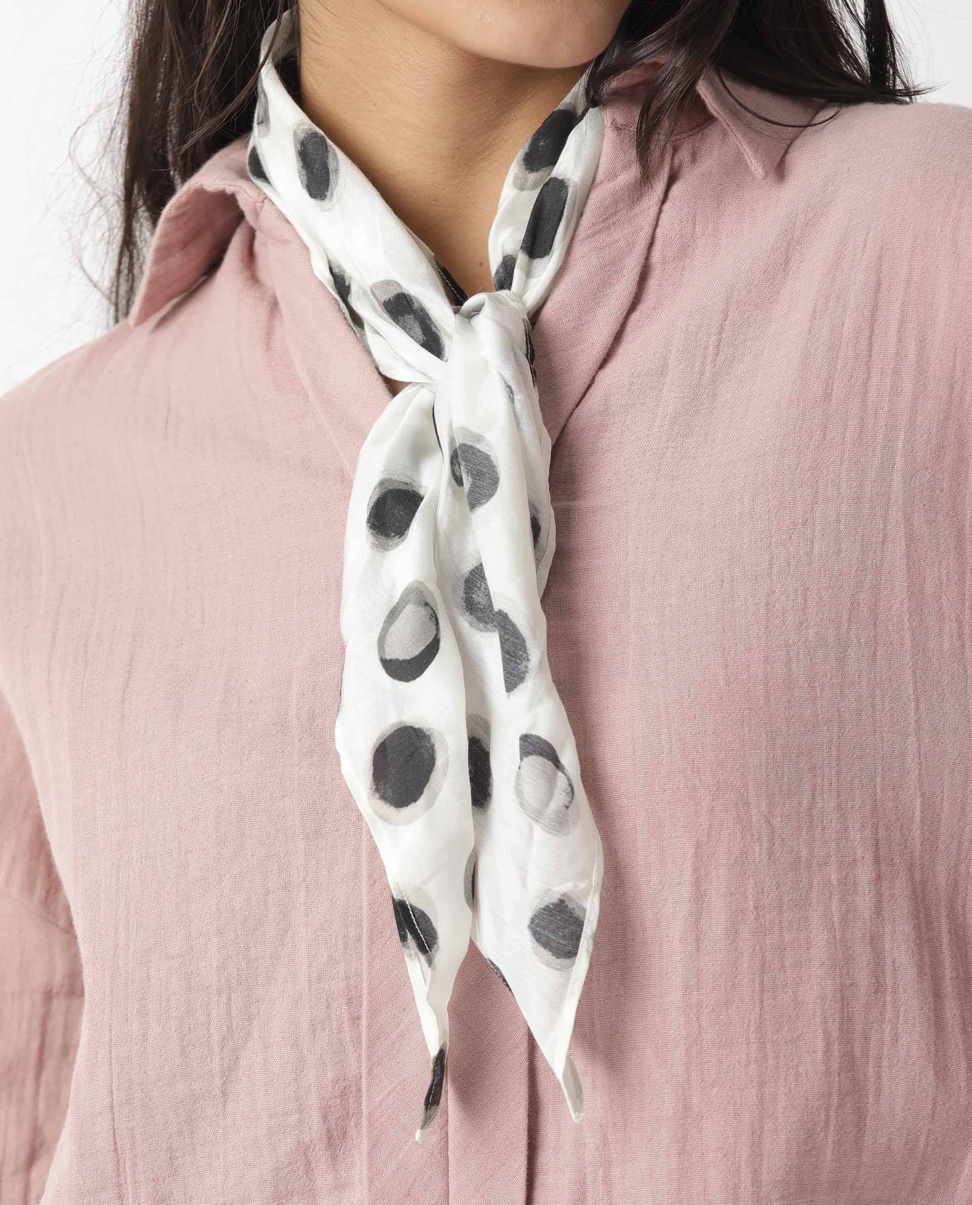 Rareism Women's Soak White Polka Print Scarf