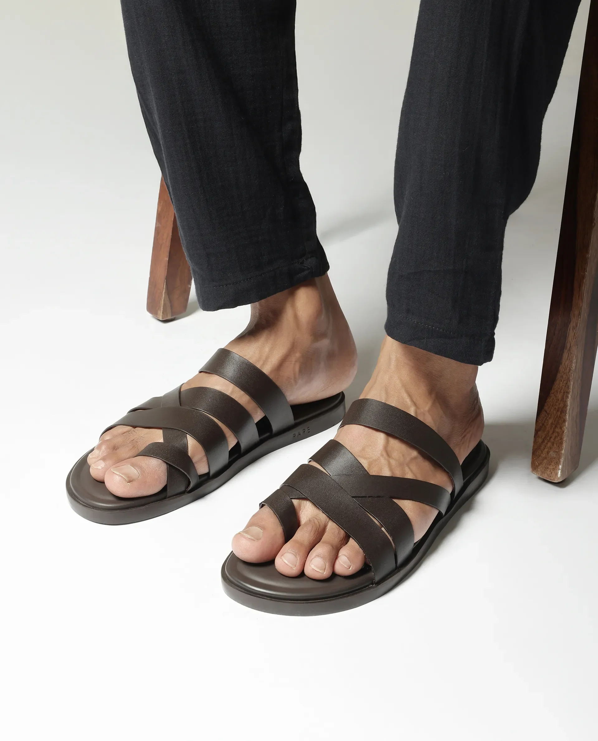 Rare Rabbit Men Soho Dark Coffee Slip-On Closure Sandal - Image 2