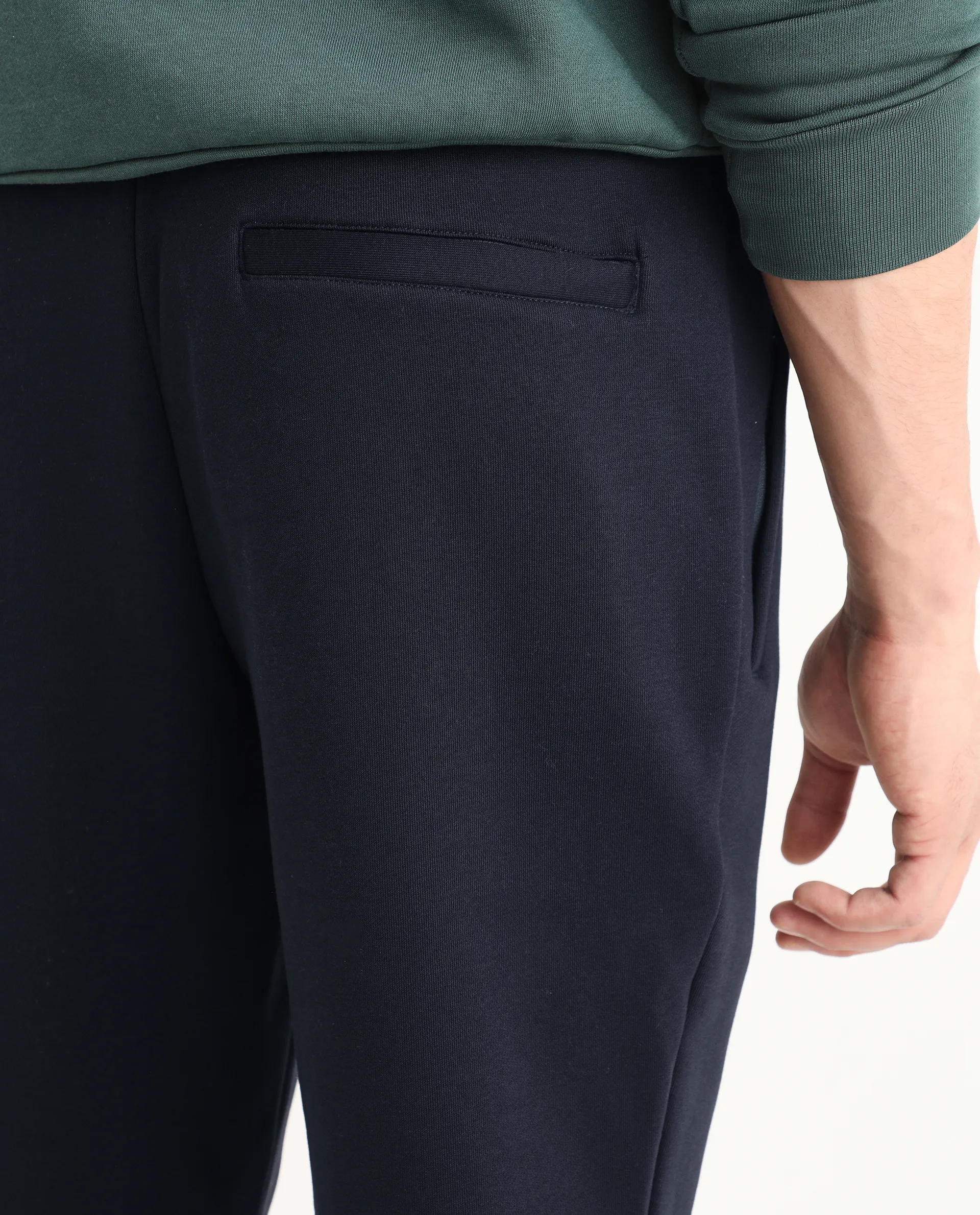 Rare Rabbit Men's Soho Navy Cotton Plain Regular Fit Joggers - Image 5