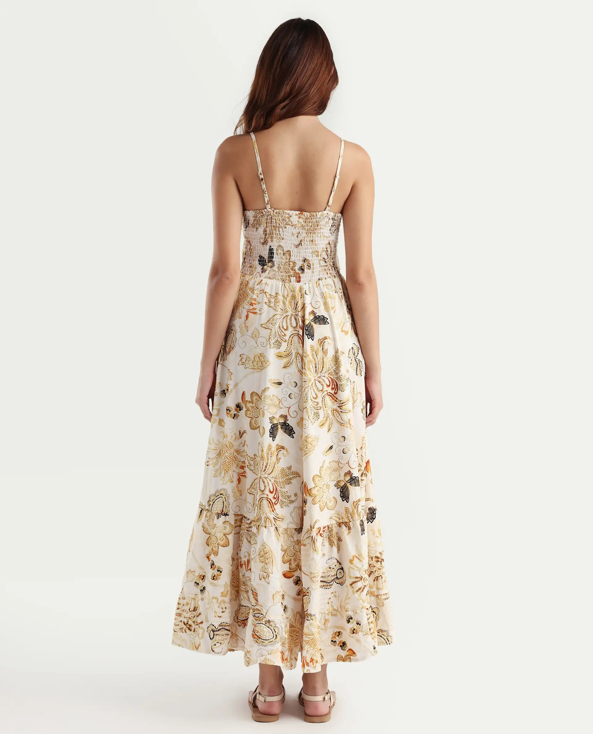 Rareism Women's Sojer Multi Nylon Blend Shoulder Strap Paisley Print Sleeveless Maxi Fit And Flare Dress - Image 7