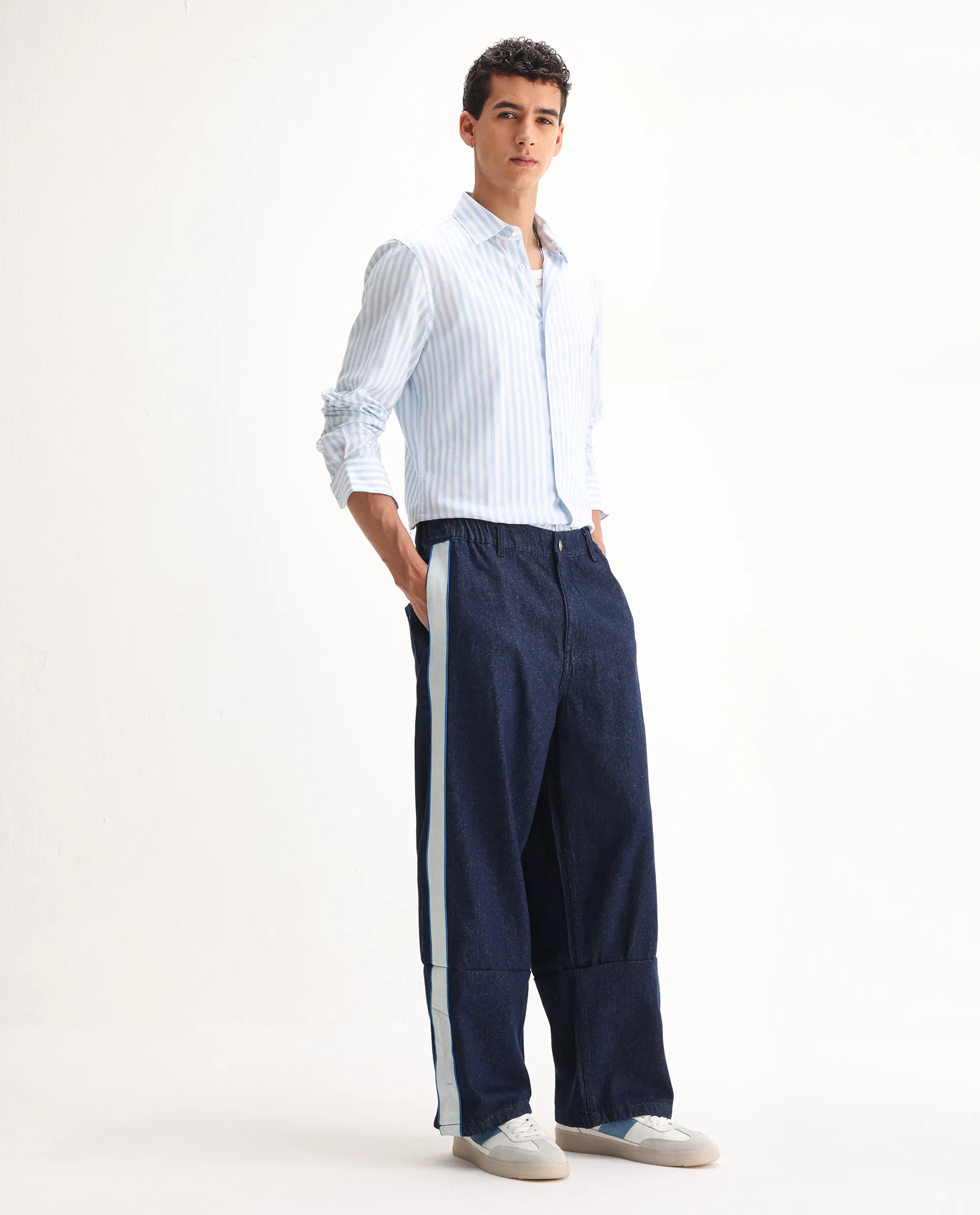 Rare Rabbit Men's Cotton Plain Baggy Fit Jeans - Image 6