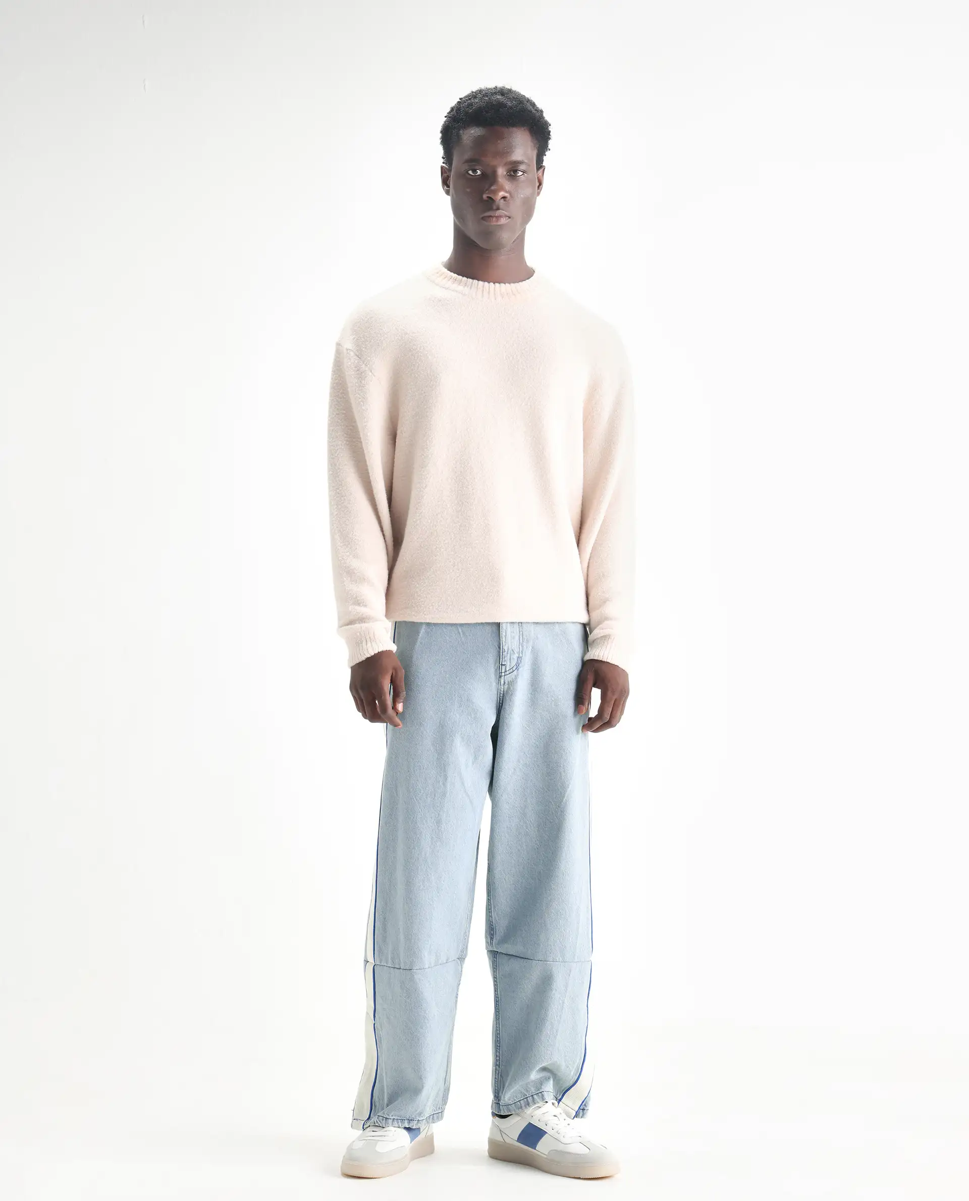 Rare Rabbit Men's Sol Light Blue Cotton Plain Baggy Fit Jeans - Image 4