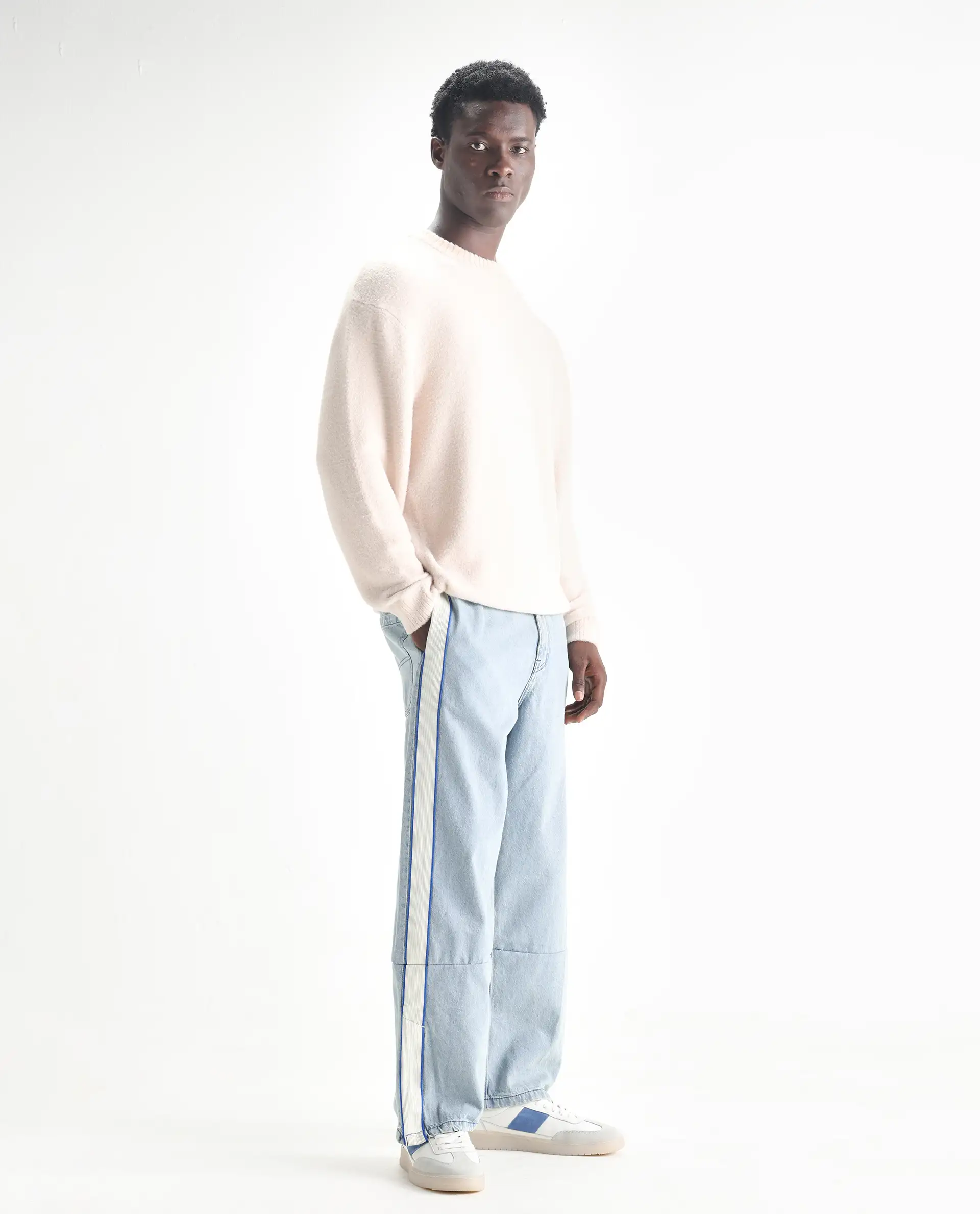 Rare Rabbit Men's Sol Light Blue Cotton Plain Baggy Fit Jeans - Image 5