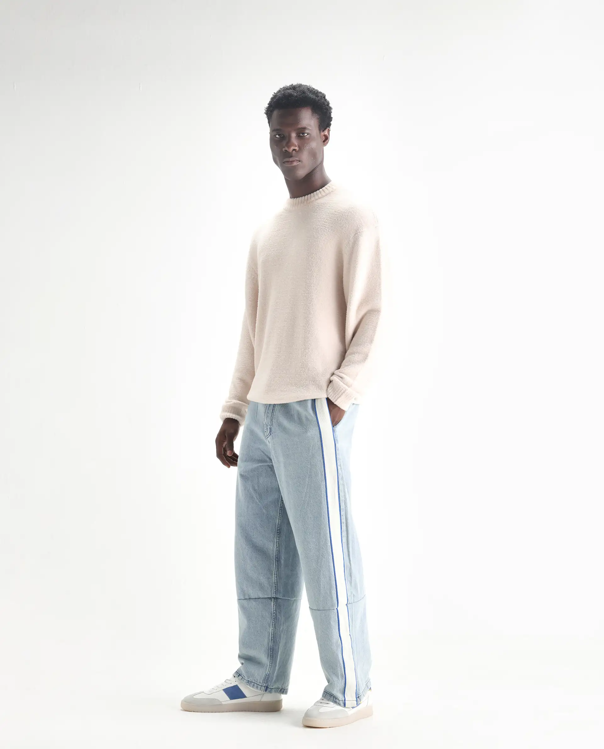 Rare Rabbit Men's Sol Light Blue Cotton Plain Baggy Fit Jeans - Image 6