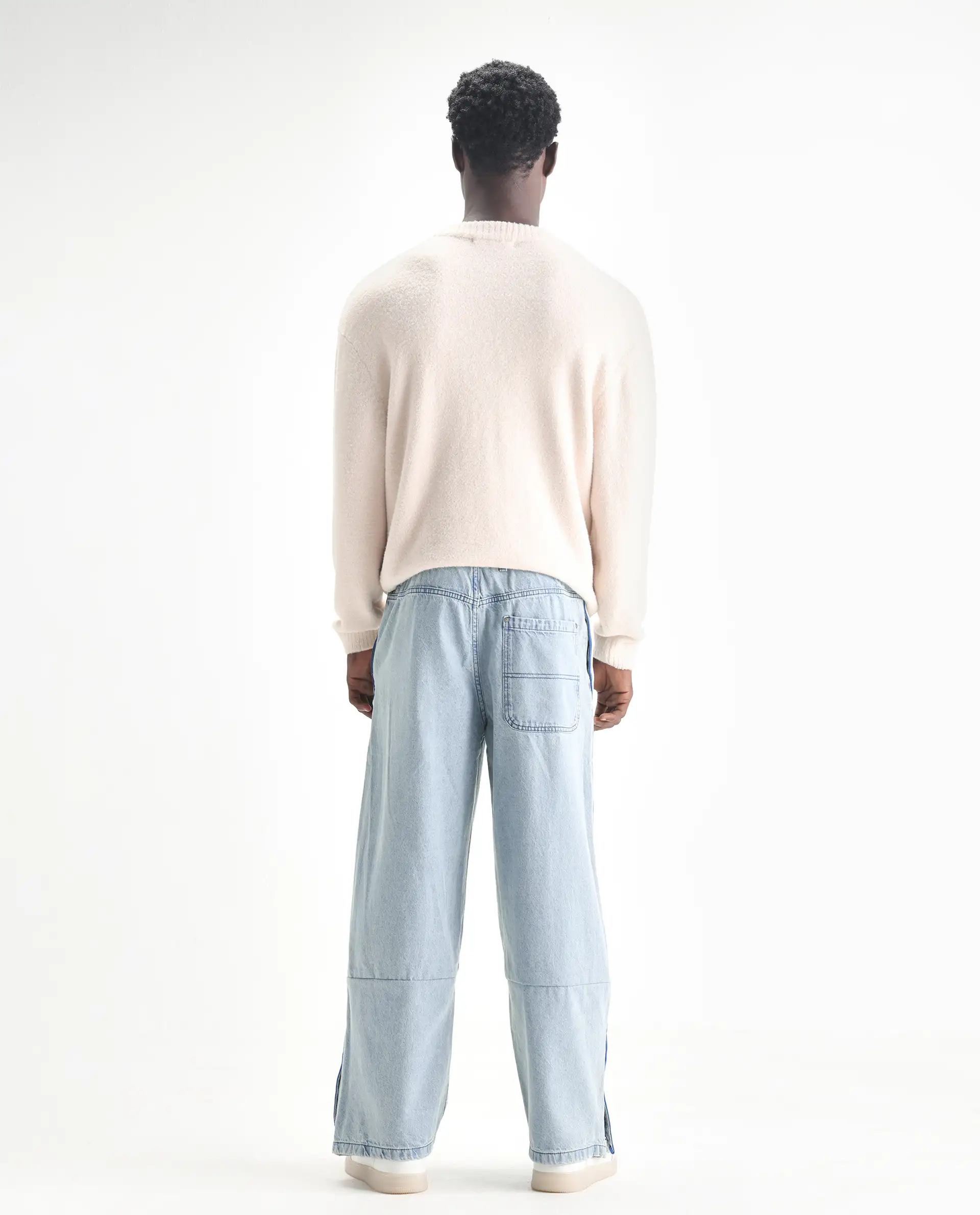 Rare Rabbit Men's Sol Light Blue Cotton Plain Baggy Fit Jeans - Image 9