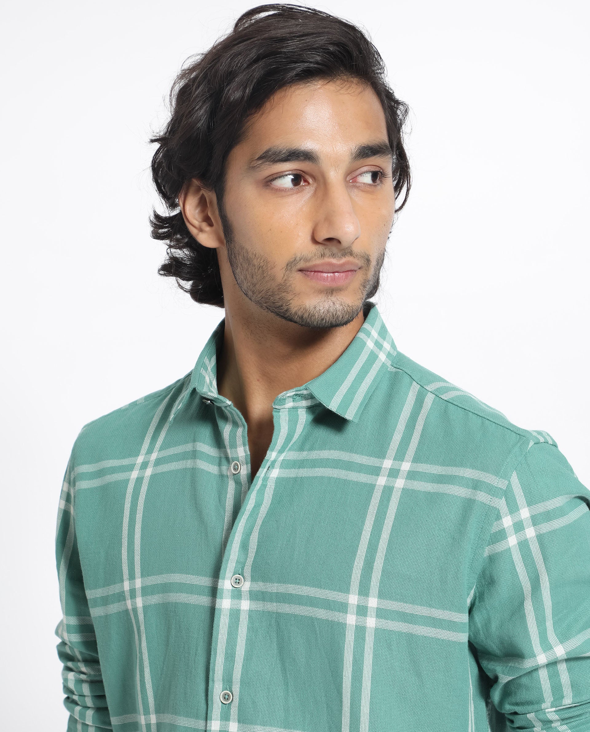Rare Rabbit Men's Solan Green Cotton Checked Print Regular Fit Full Sleeve Collared Shirt - Image 7
