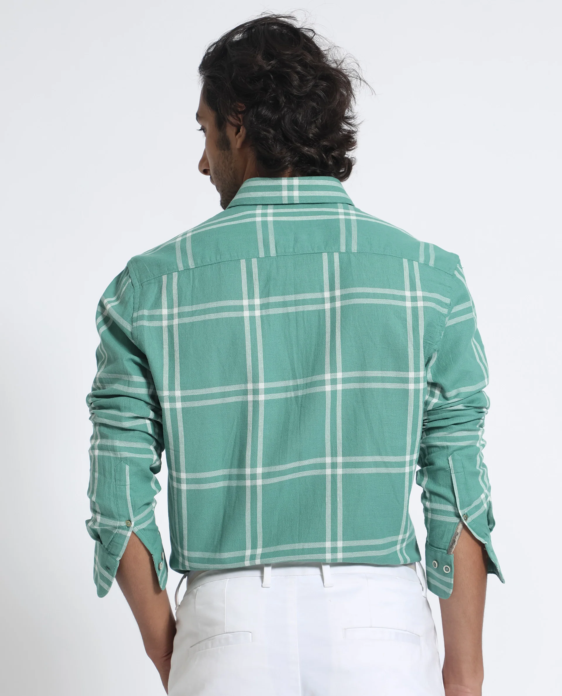 Rare Rabbit Men's Solan Green Cotton Checked Print Regular Fit Full Sleeve Collared Shirt - Image 8