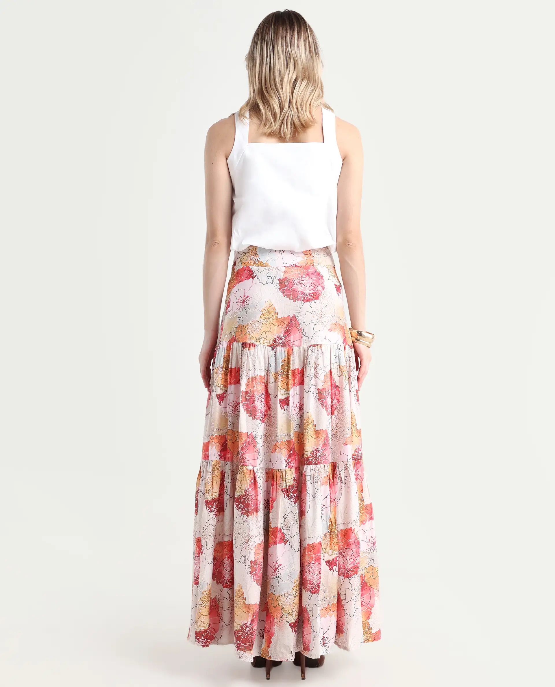 Rareism Women's Solan Multi Viscose Blend Floral Print Maxi Flared Skirt - Image 8