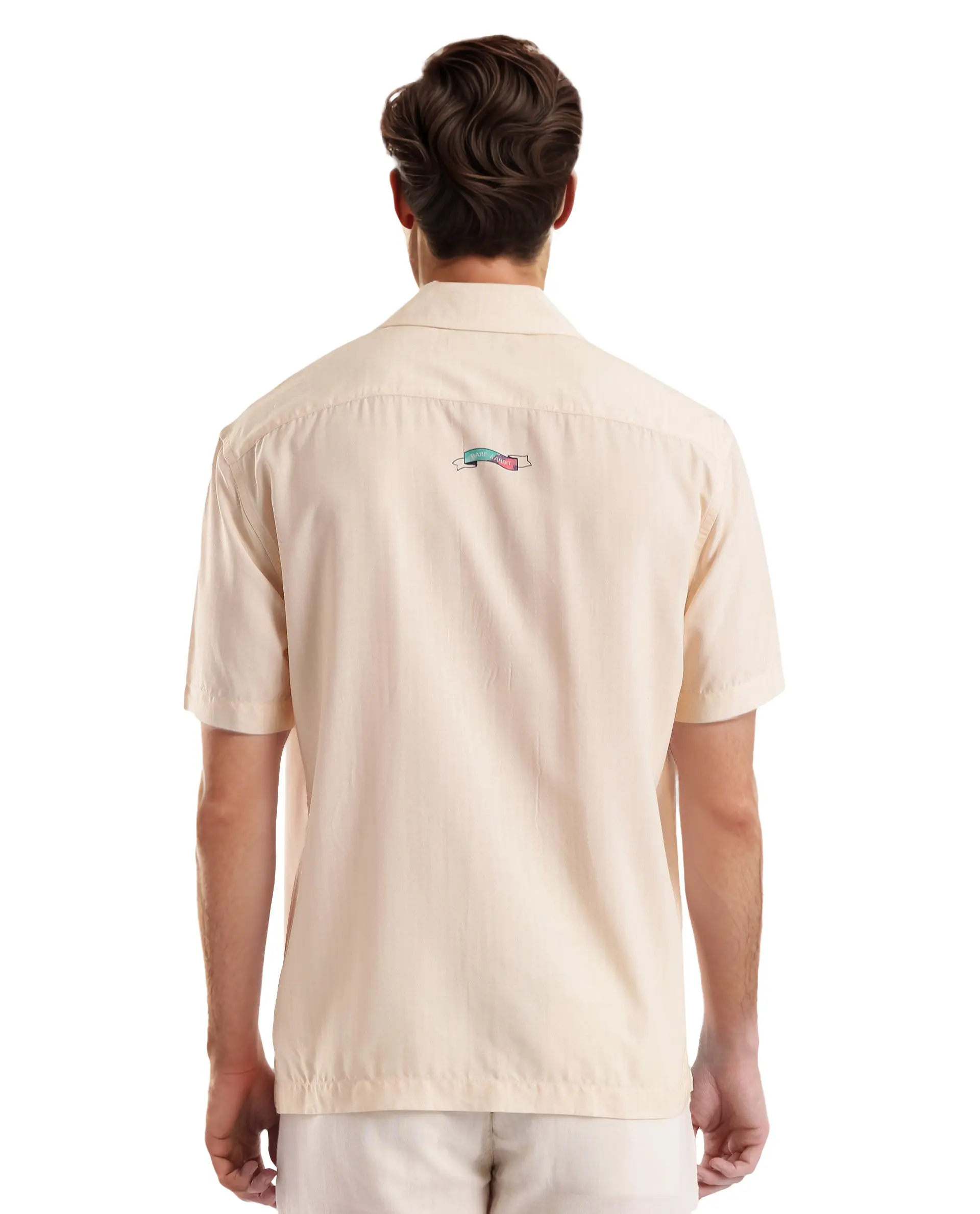 Rare Rabbit Men's Som Light Yellow Cotton Animal Print Boxy Fit Half Sleeve Cuban Collar Shirt - Image 6