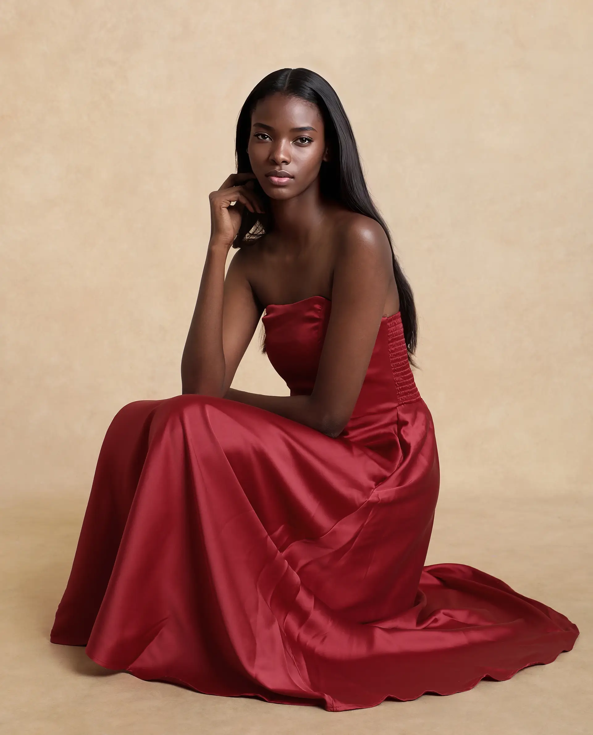 Rareism Women's Somfar Red Polyester Sweetheart Neck Plain Sleeveless Midi Flared Dress - Image 8