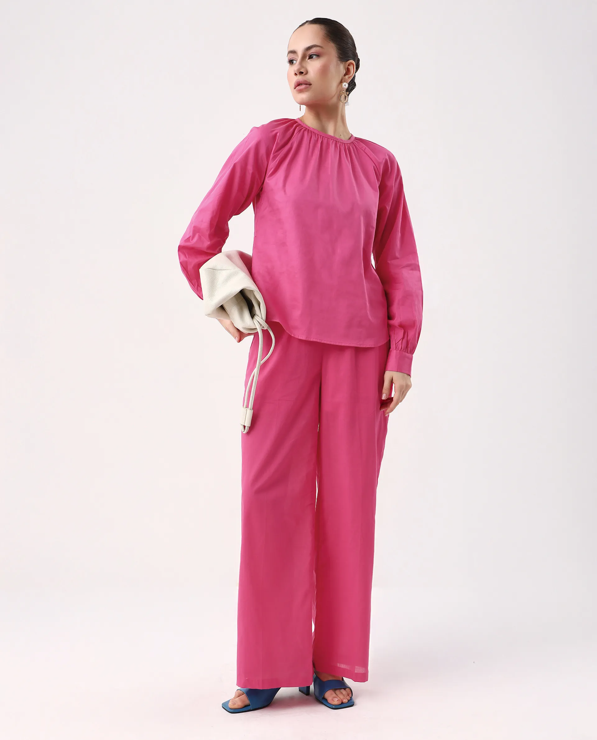 Rareism Women's Somhur B Pink Viscose Blend Plain Ankle Length Straight Fit Trouser - Image 2